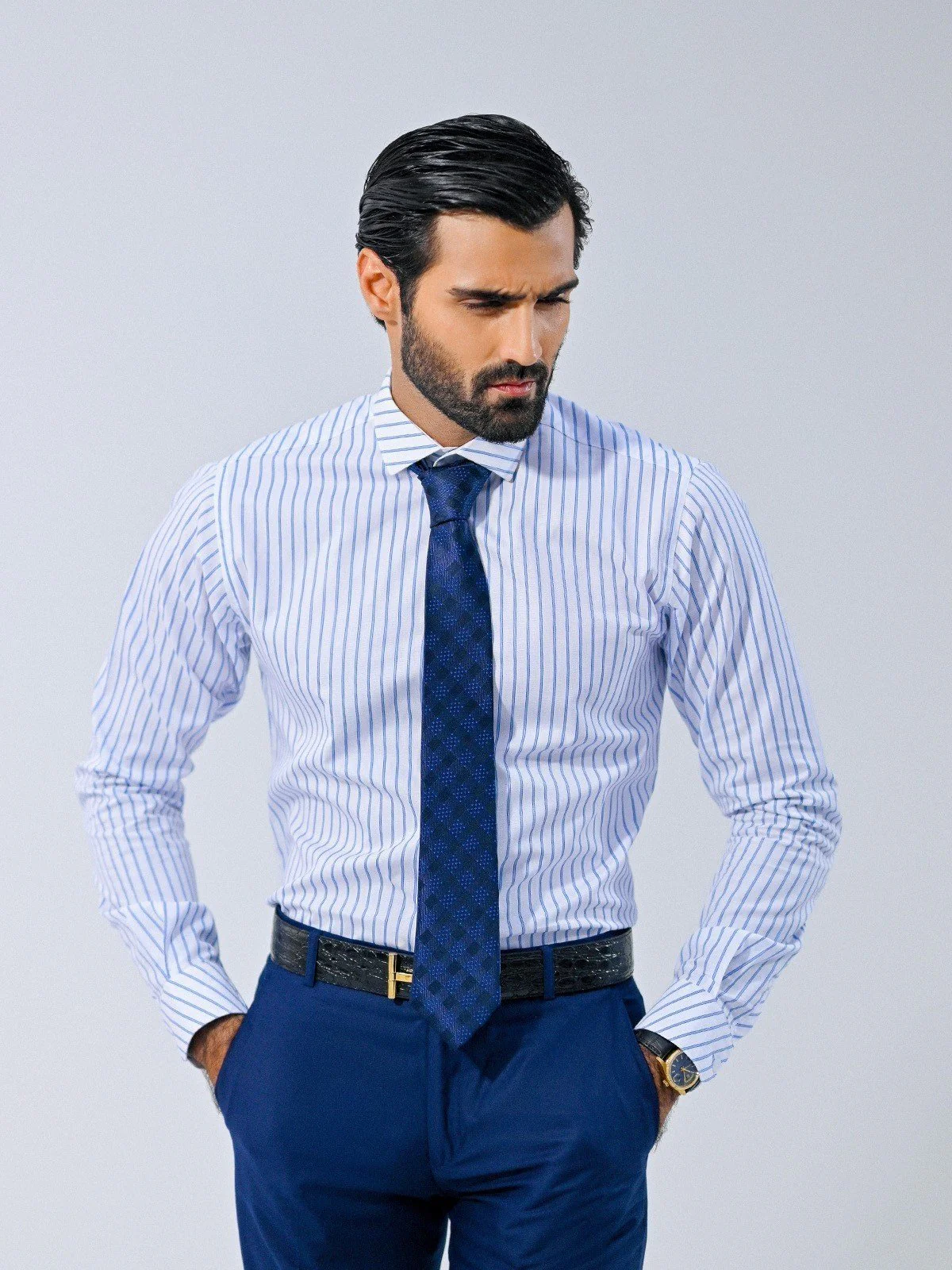 Men's White & Blue Shirt - EMTSI23-50670 - Image 2