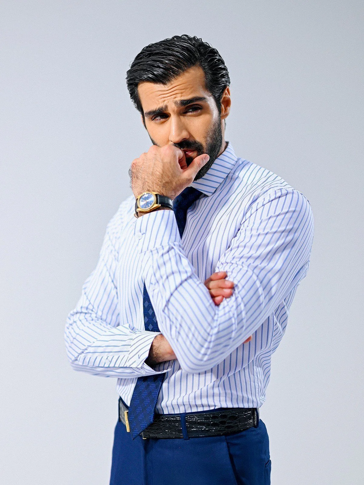 Men's White & Blue Shirt - EMTSI23-50670 - Image 4