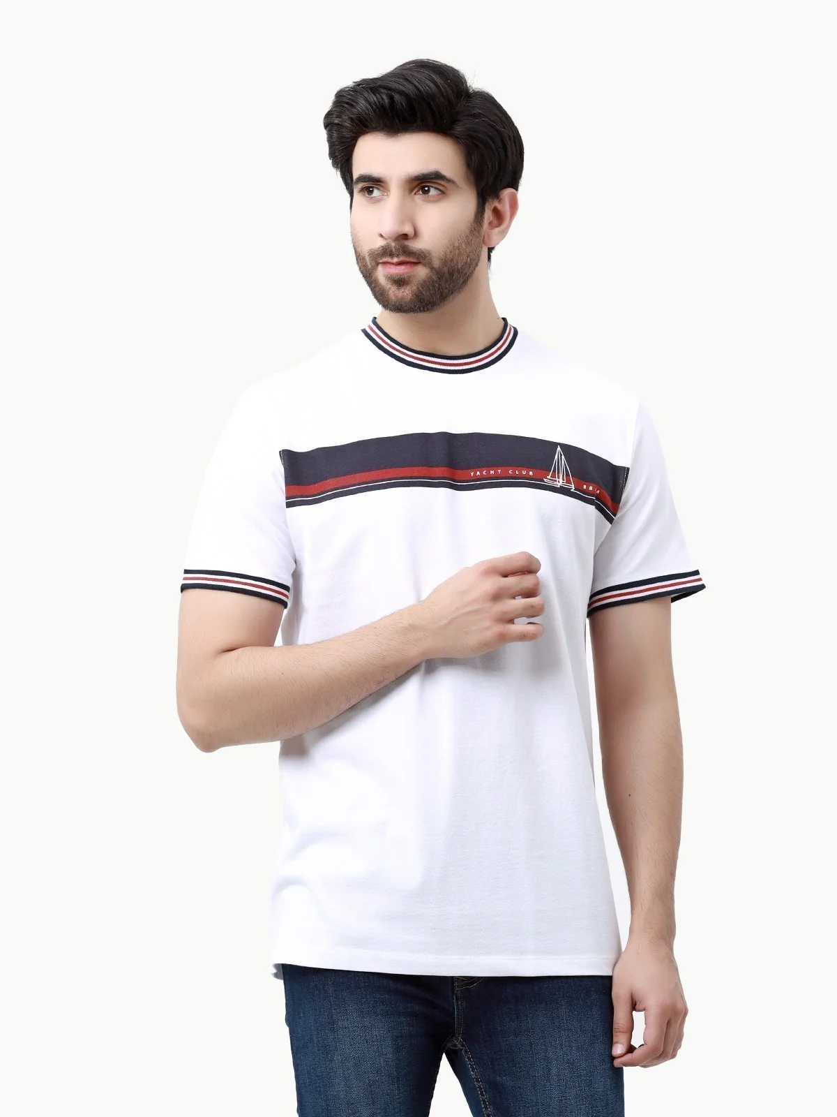 Men's White Graphic Tee - EMTGT23-013