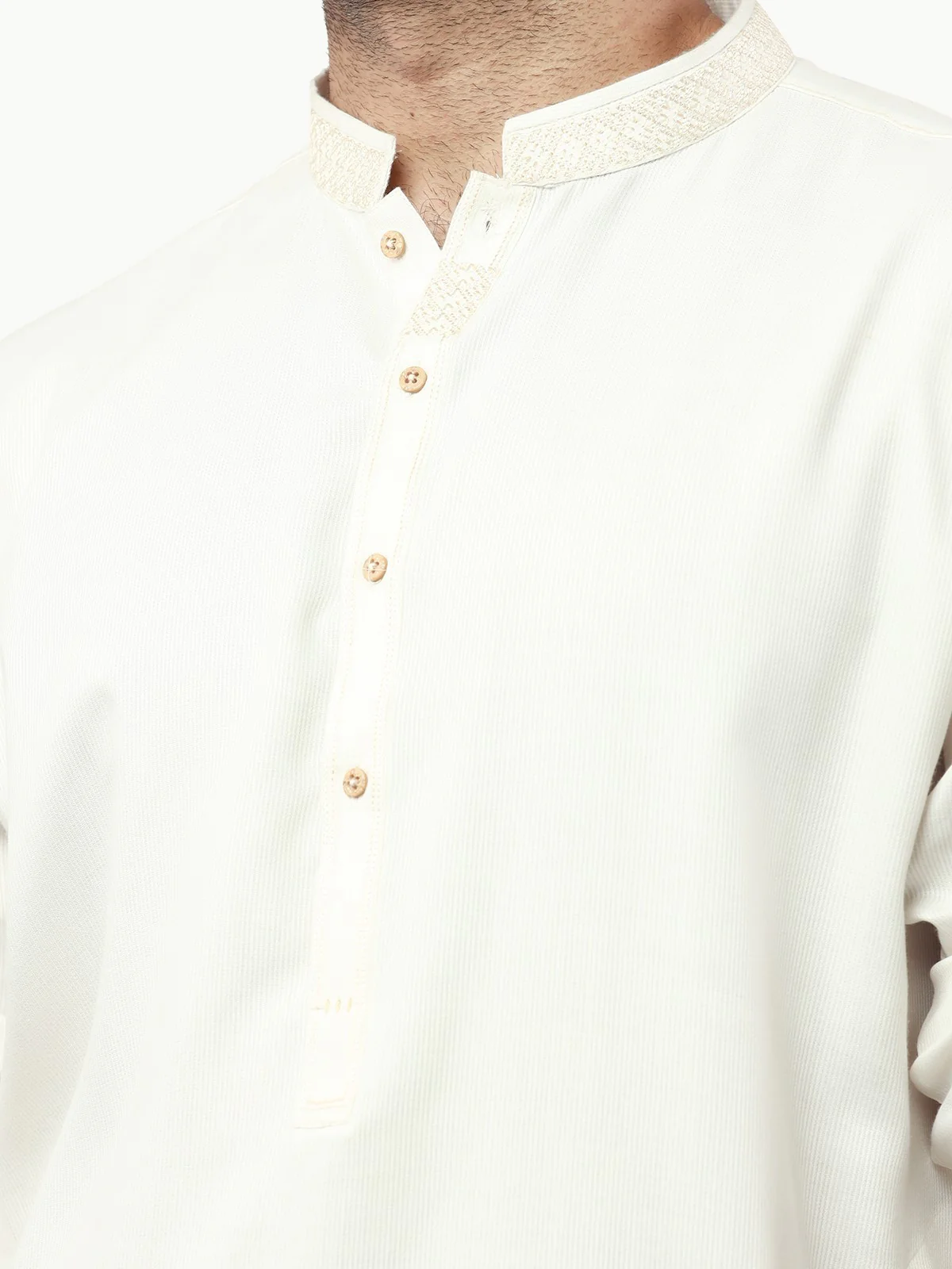 Men's White Shalwar Kameez - EMTKS22S-40974 - Image 4