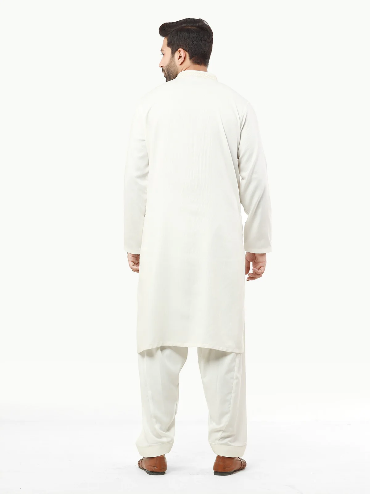 Men's White Shalwar Kameez - EMTKS22S-40974 - Image 5
