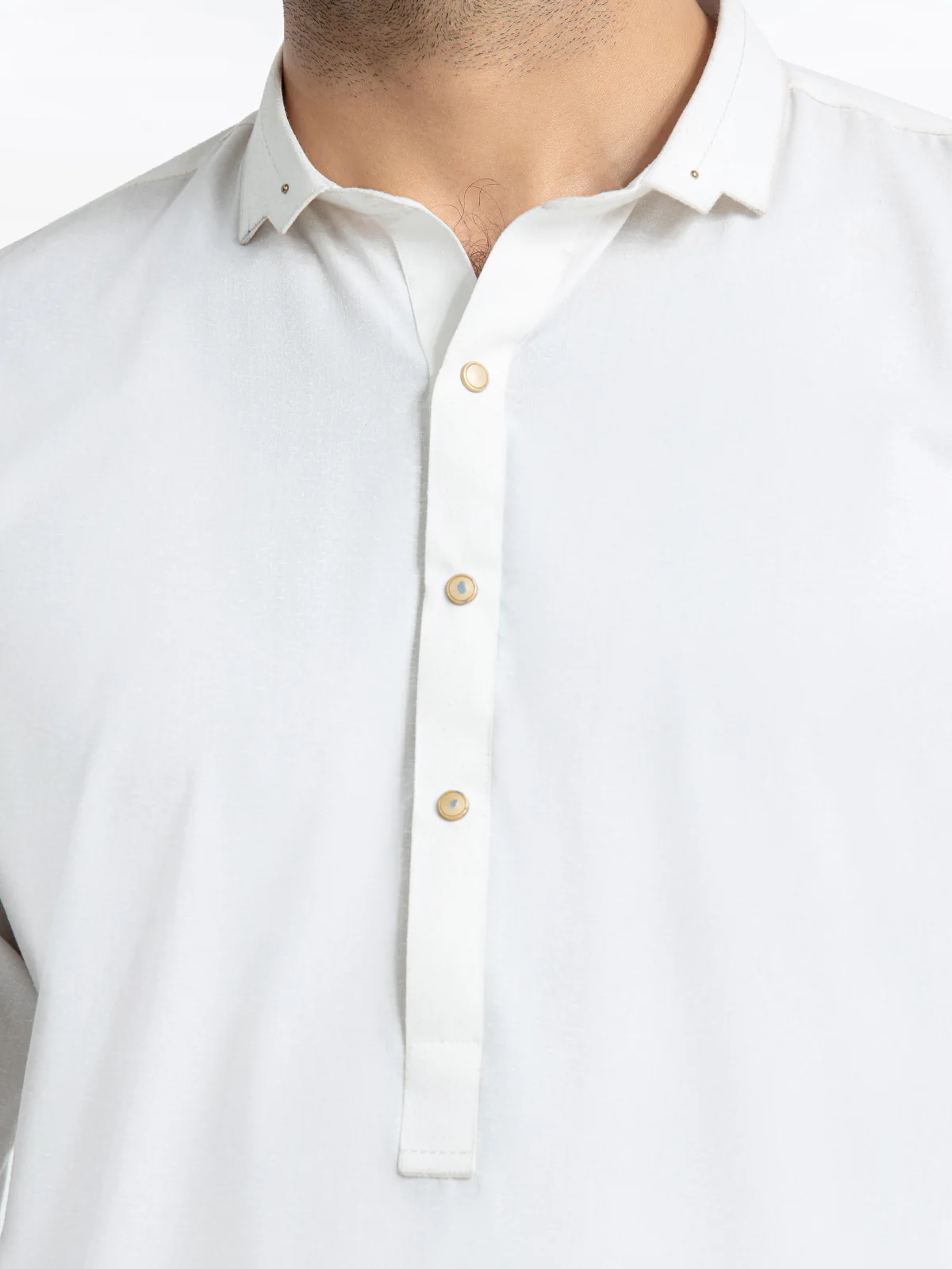 Men's White Shalwar Kameez Tailored - EMTKST24-99442 - Image 4