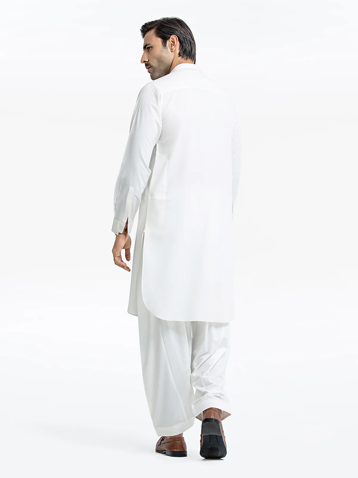 Men's White Shalwar Kameez Tailored - EMTKST24-99442 - Image 5
