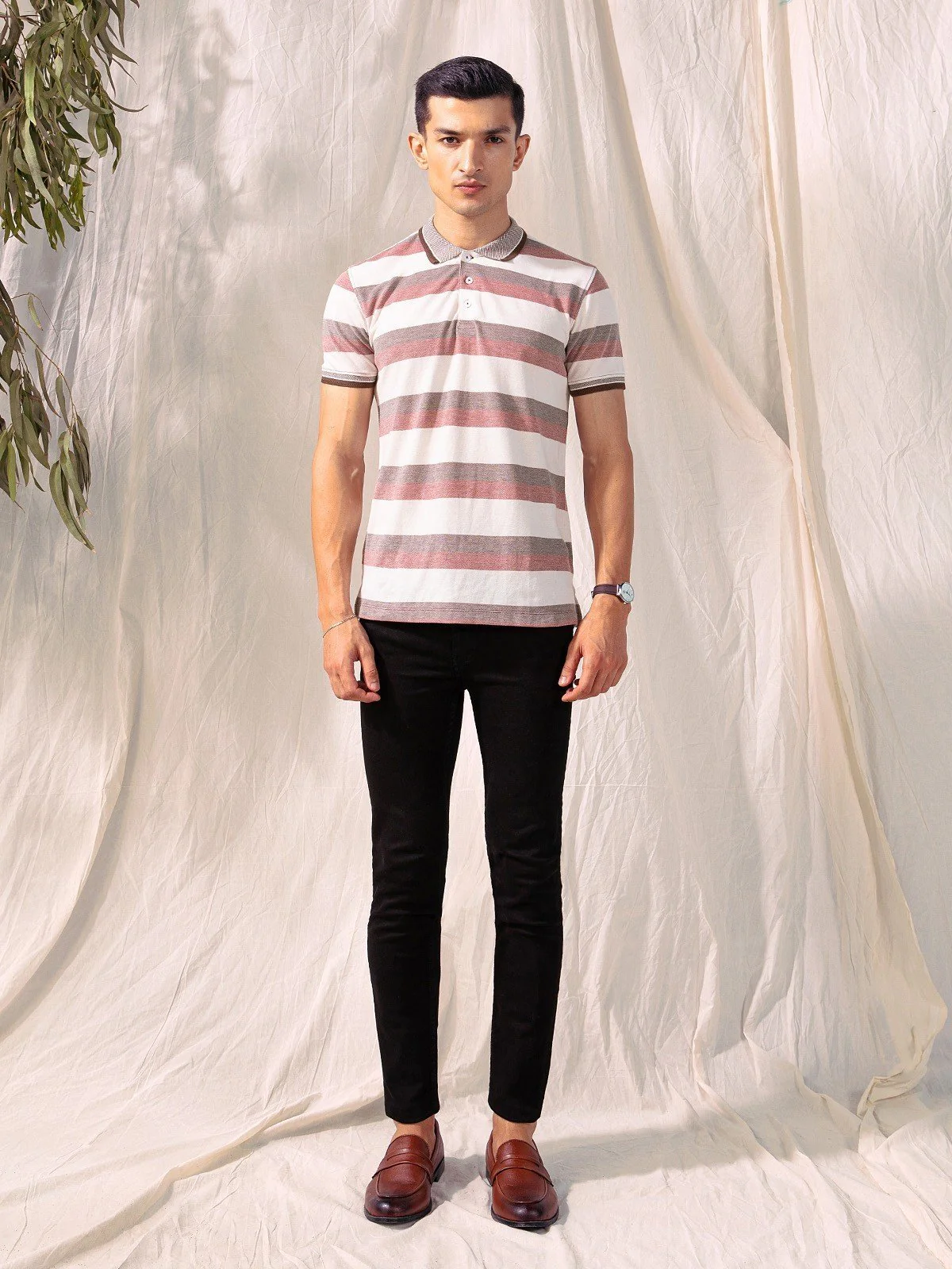 Men's White Multi Polo Shirt - EMTPS23-001