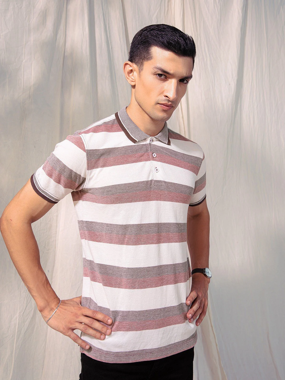 Men's White Multi Polo Shirt - EMTPS23-001 - Image 2