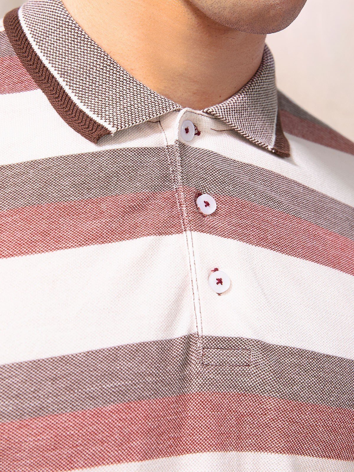 Men's White Multi Polo Shirt - EMTPS23-001 - Image 4