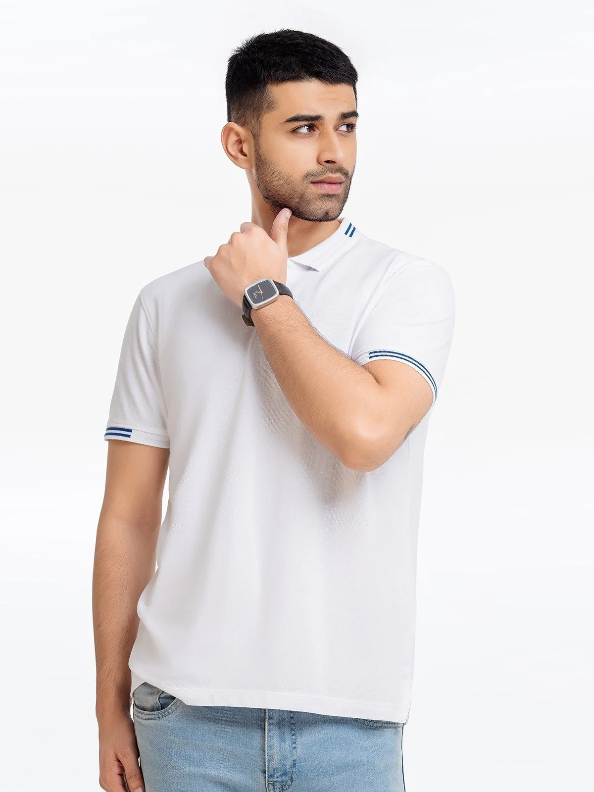 Men's White Polo Shirt - EMTPS23-045 - Image 2