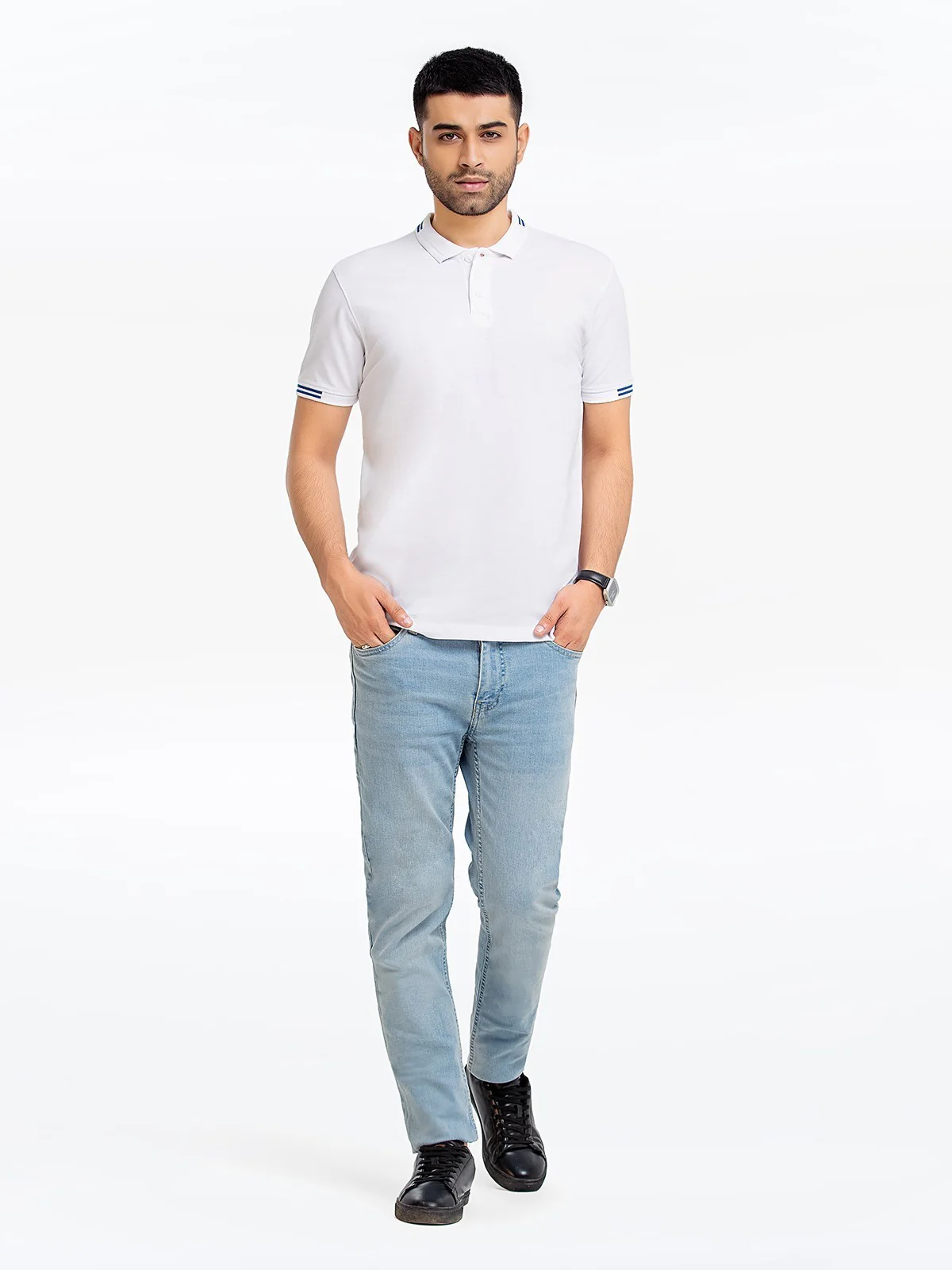 Men's White Polo Shirt - EMTPS23-045 - Image 3
