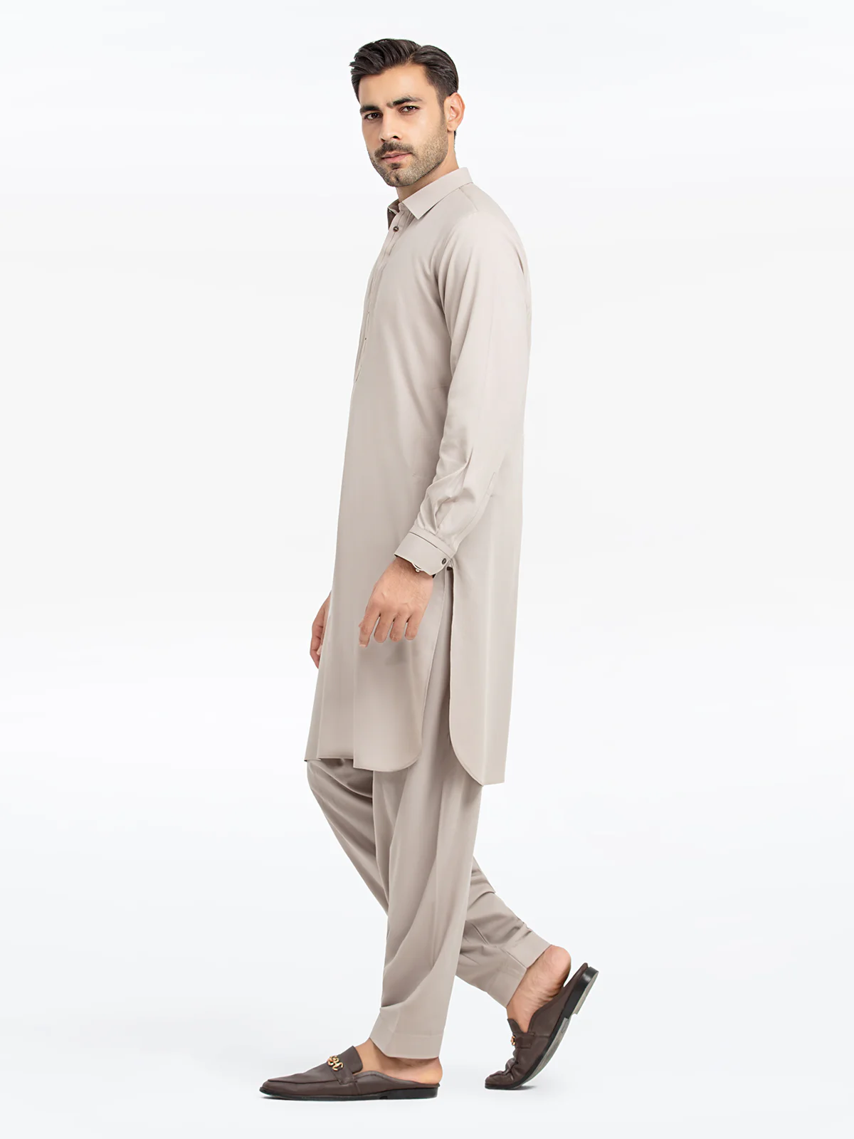 Men's Ash Brown Shalwar Kameez - EMTKS24S-41128 - Image 4