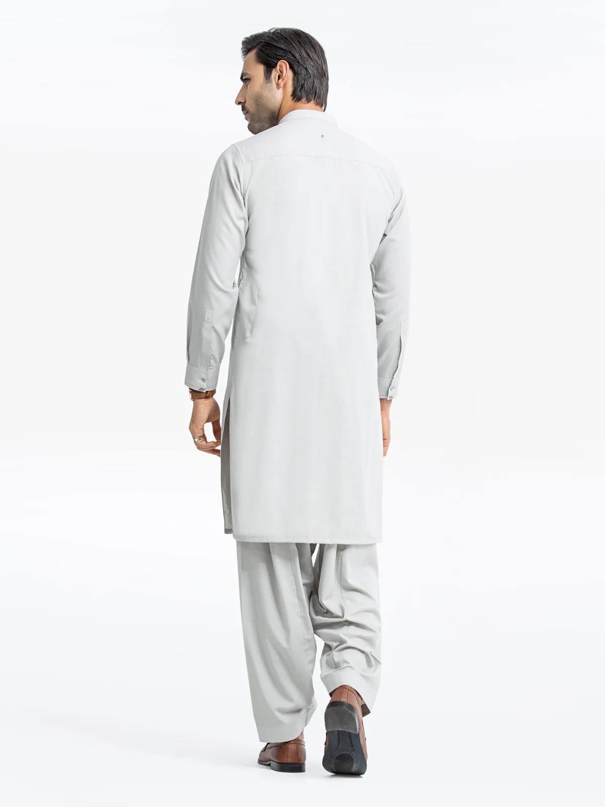 Men's Ash Grey Shalwar Kameez - EMTKST24-99431 - Image 5
