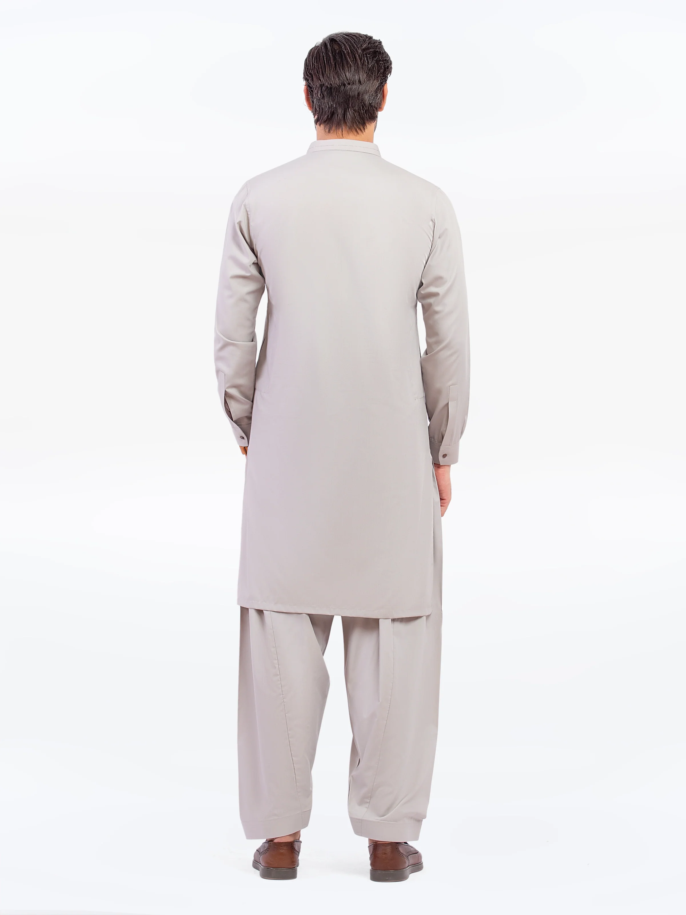Men's Ash Grey Shalwar Kameez - EMTKST5-99566 - Image 4