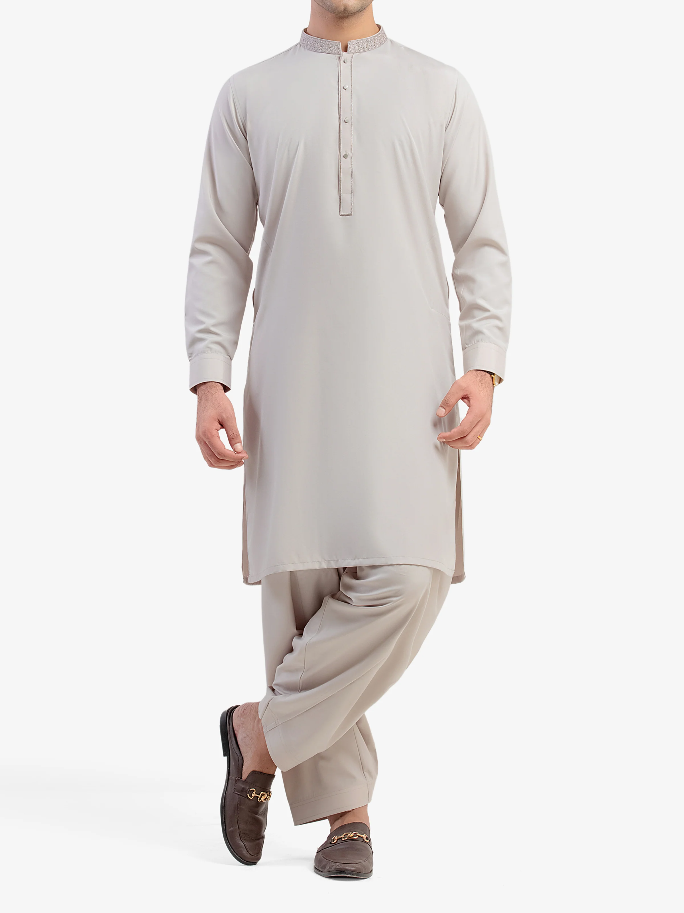 Men's Ash Grey Shalwar Kameez - EMTKST5-99578