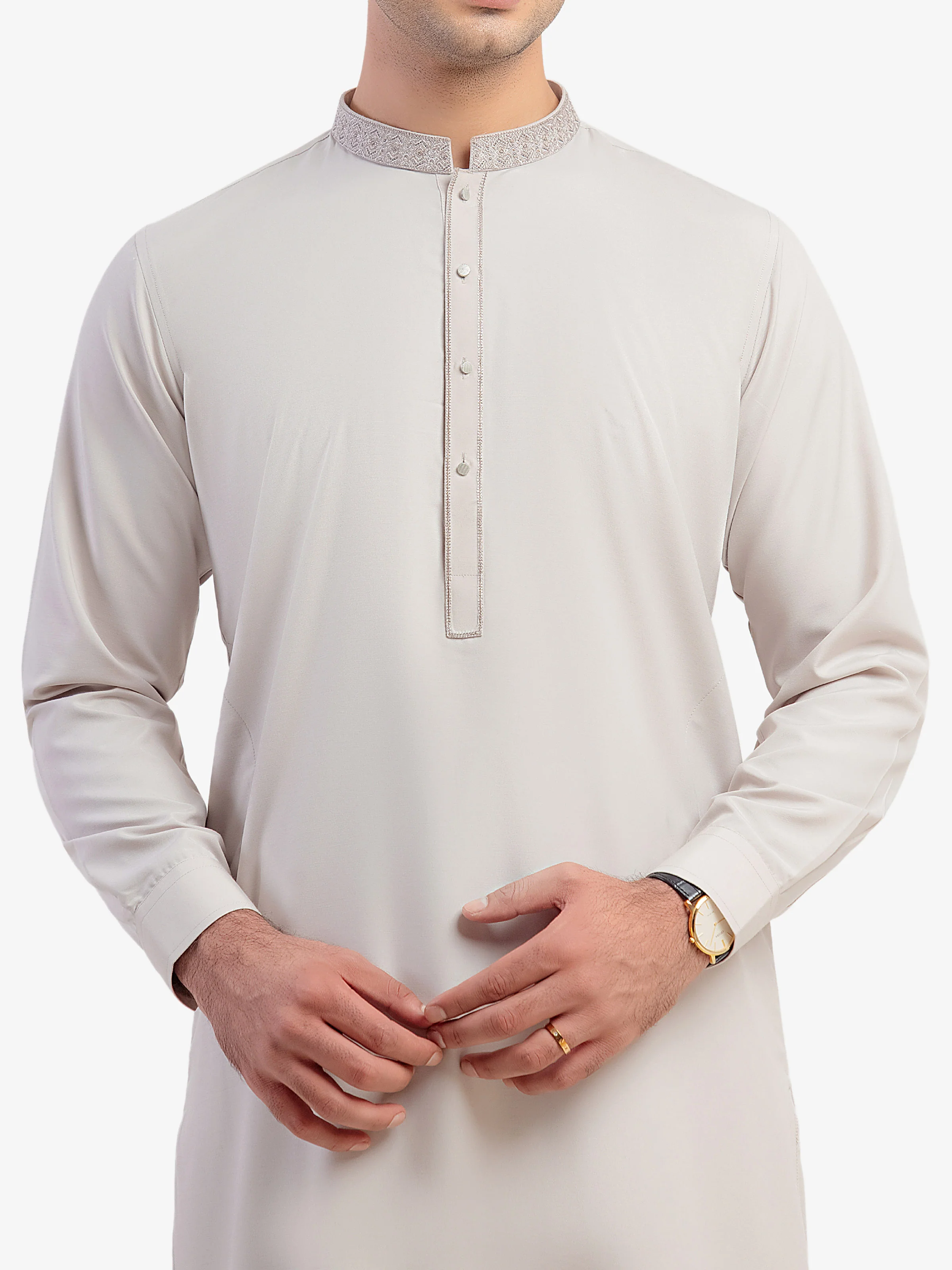 Men's Ash Grey Shalwar Kameez - EMTKST5-99578 - Image 2