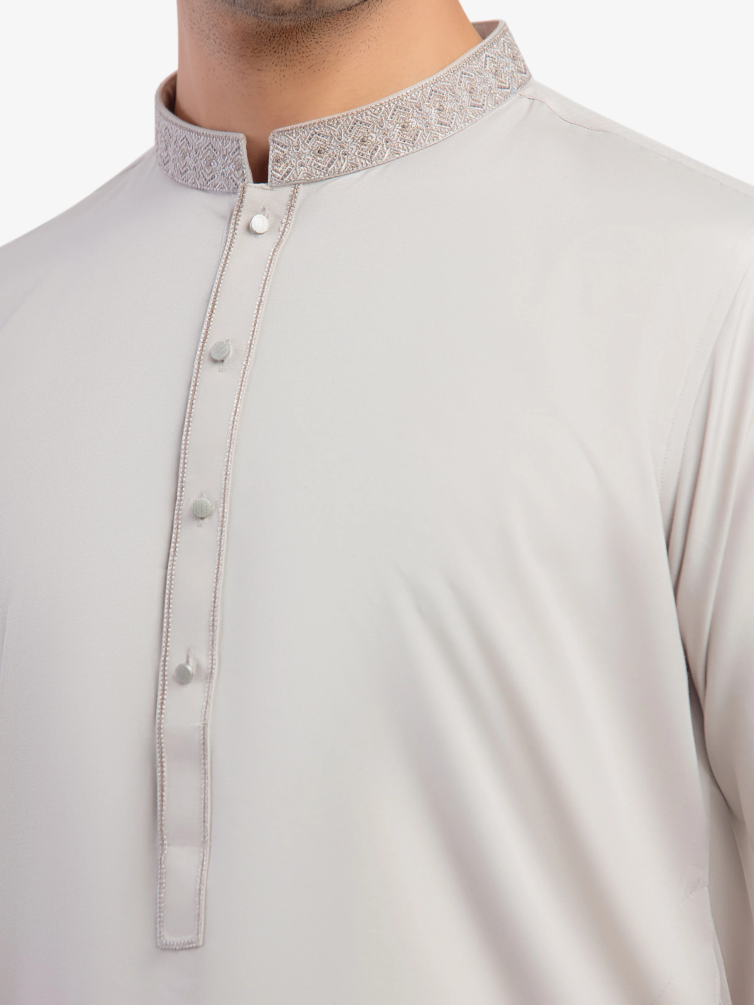 Men's Ash Grey Shalwar Kameez - EMTKST5-99578 - Image 3
