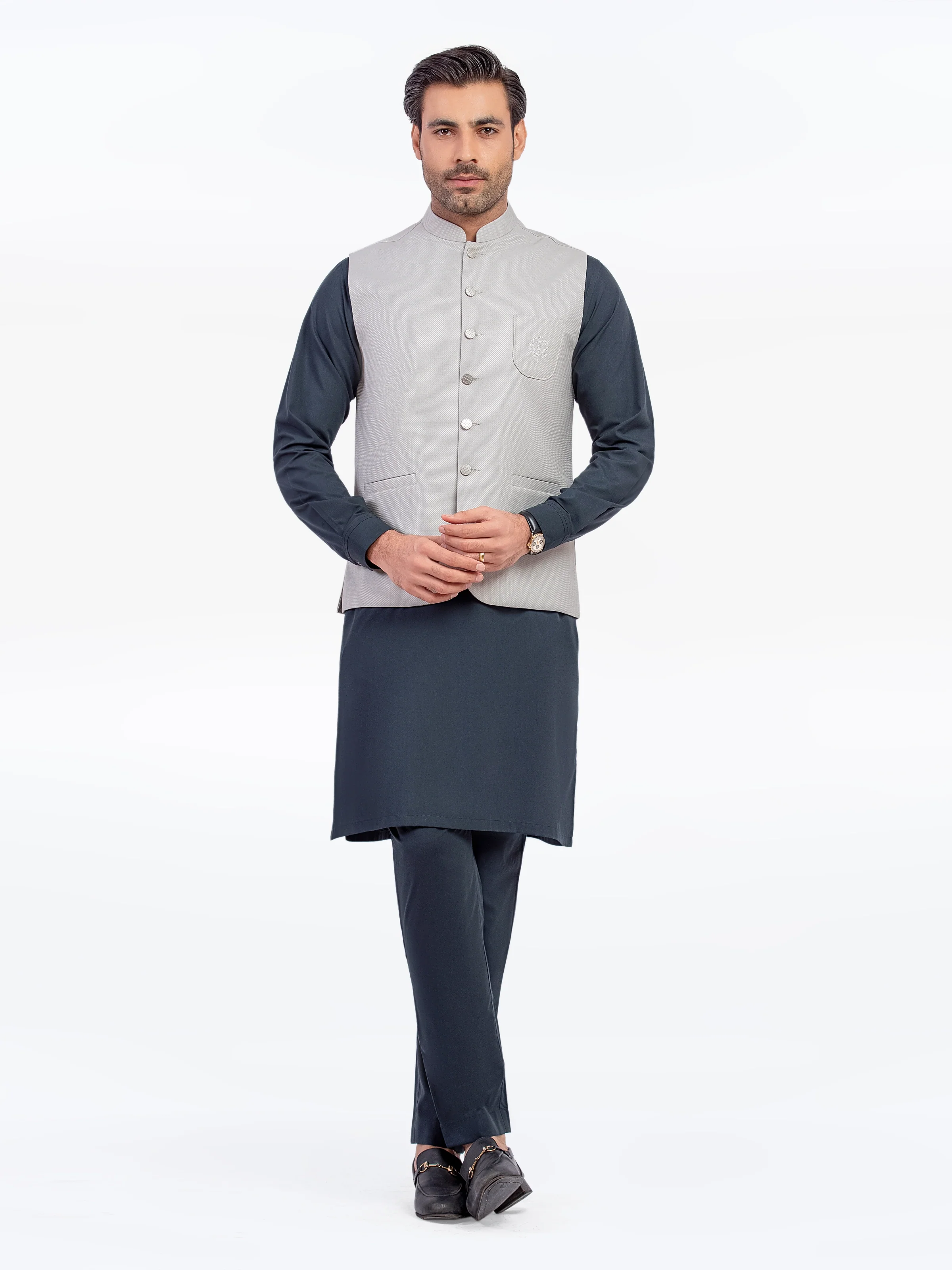 Men's Ash Grey Waist Coat - EMTWC5-35954 - Image 2
