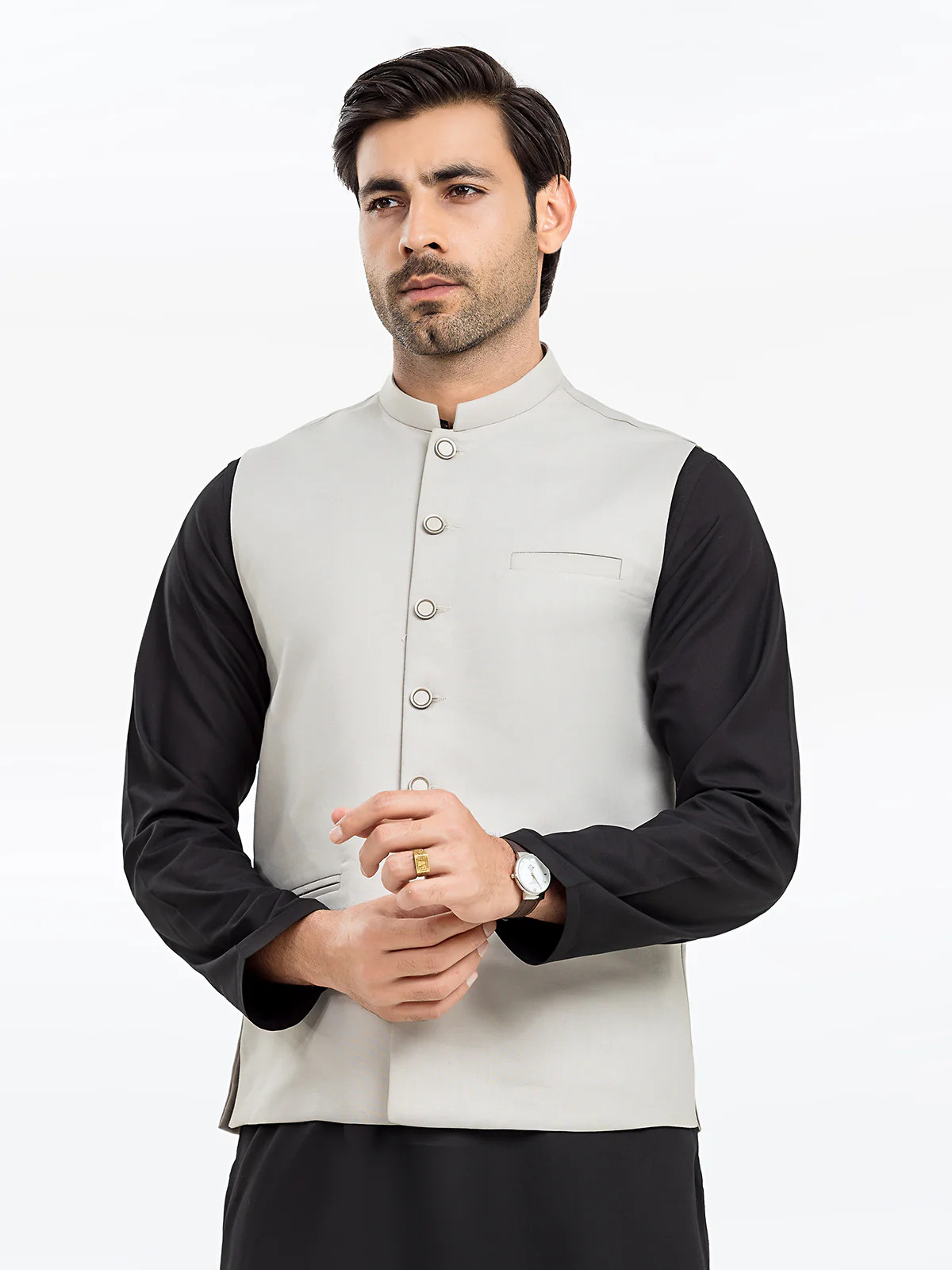 Men's Ash Grey Waist Coat - EMTWCP24-35922 - Image 2