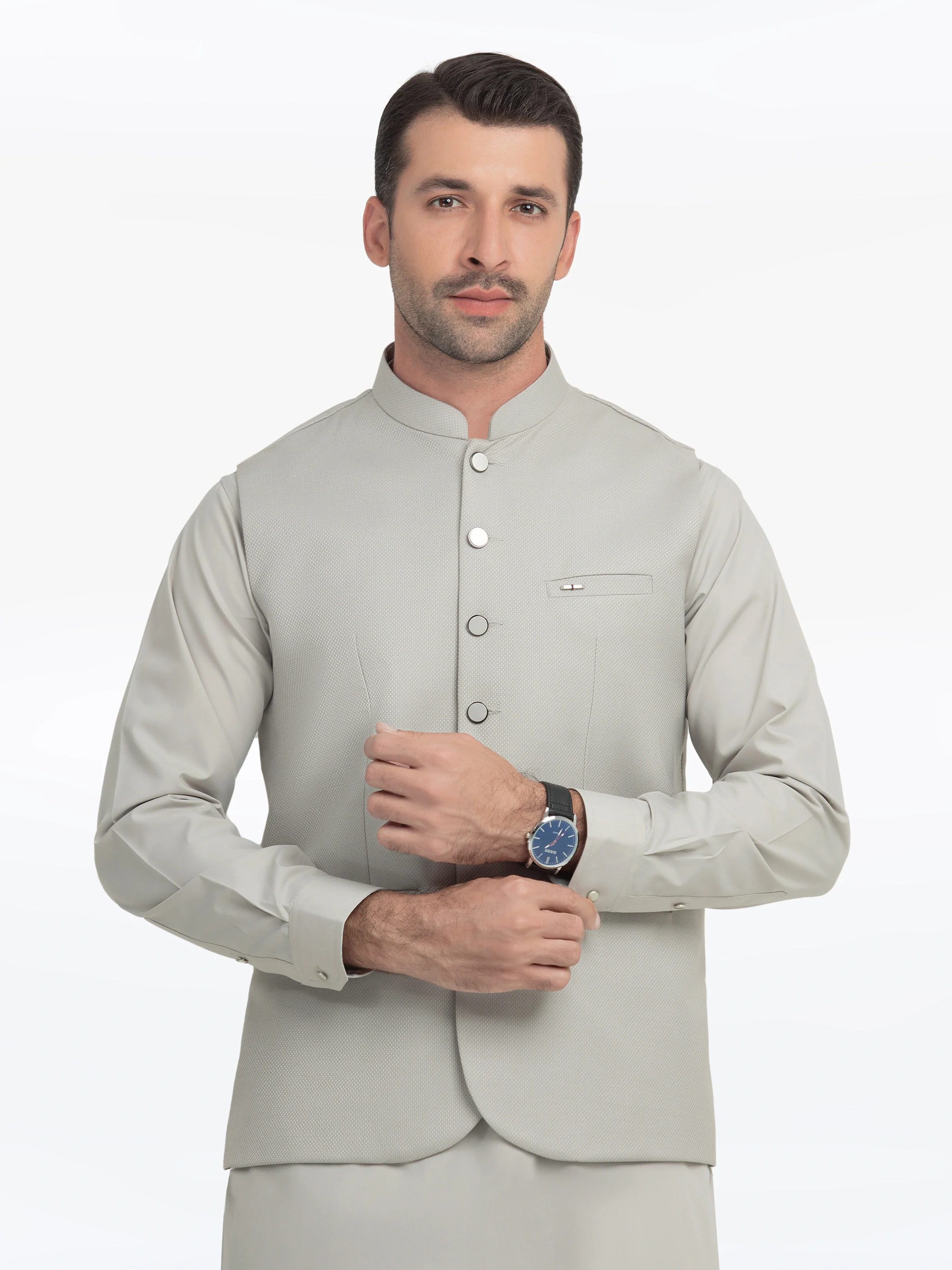 Men's Ash Grey Waist Coat Suit - EMTWCS5-008 - Image 2