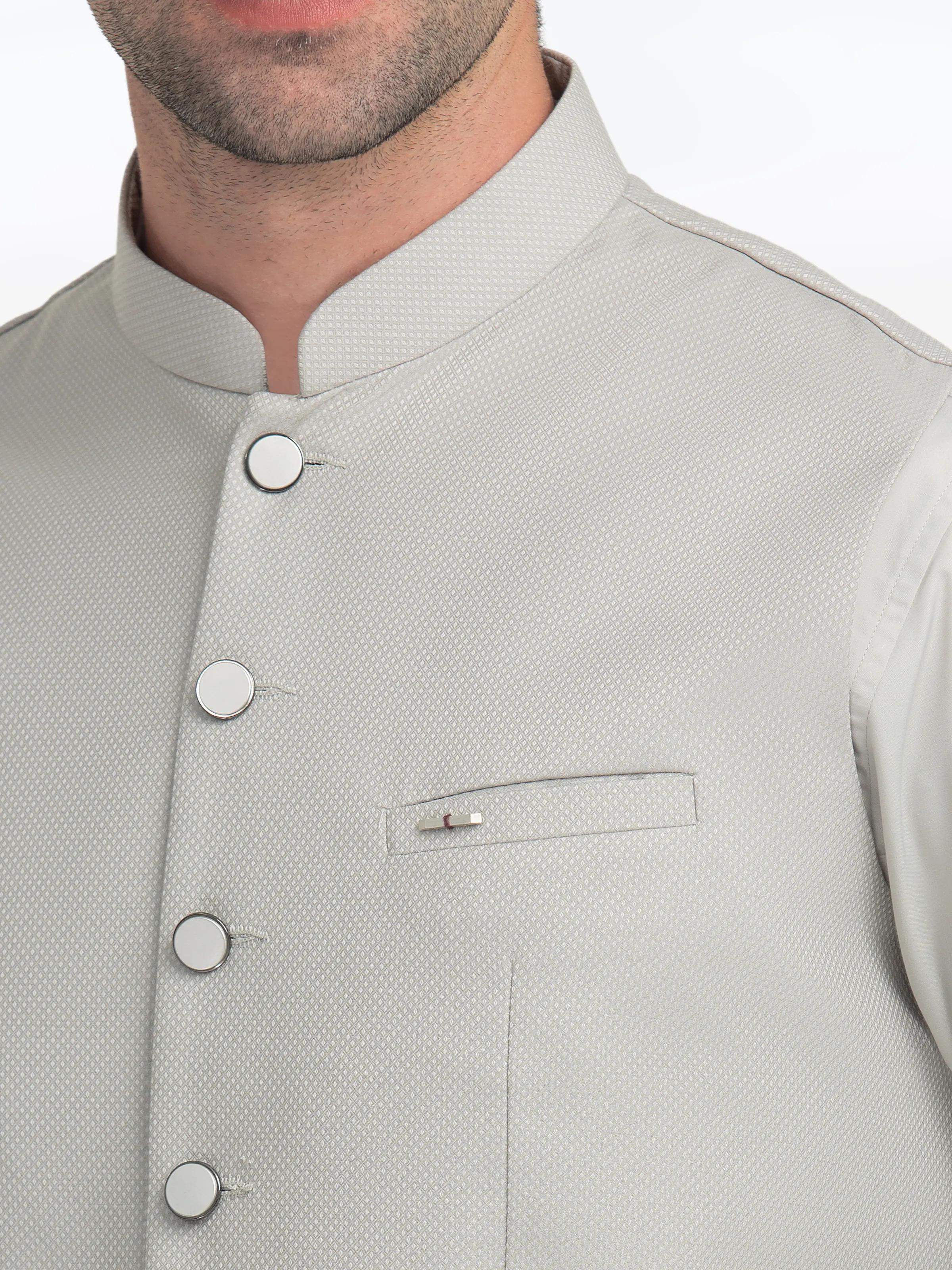 Men's Ash Grey Waist Coat Suit - EMTWCS5-008 - Image 3