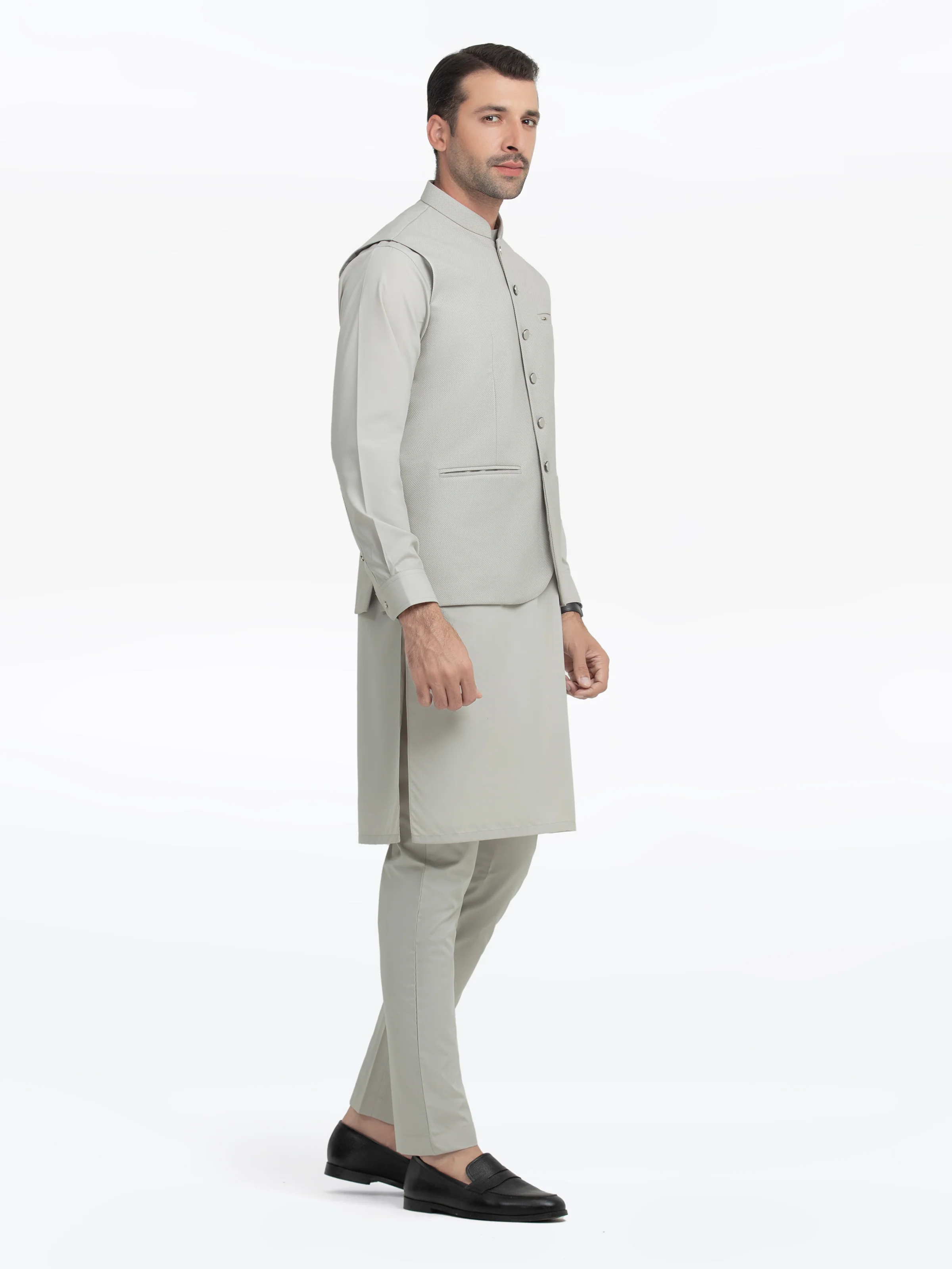 Men's Ash Grey Waist Coat Suit - EMTWCS5-008 - Image 4