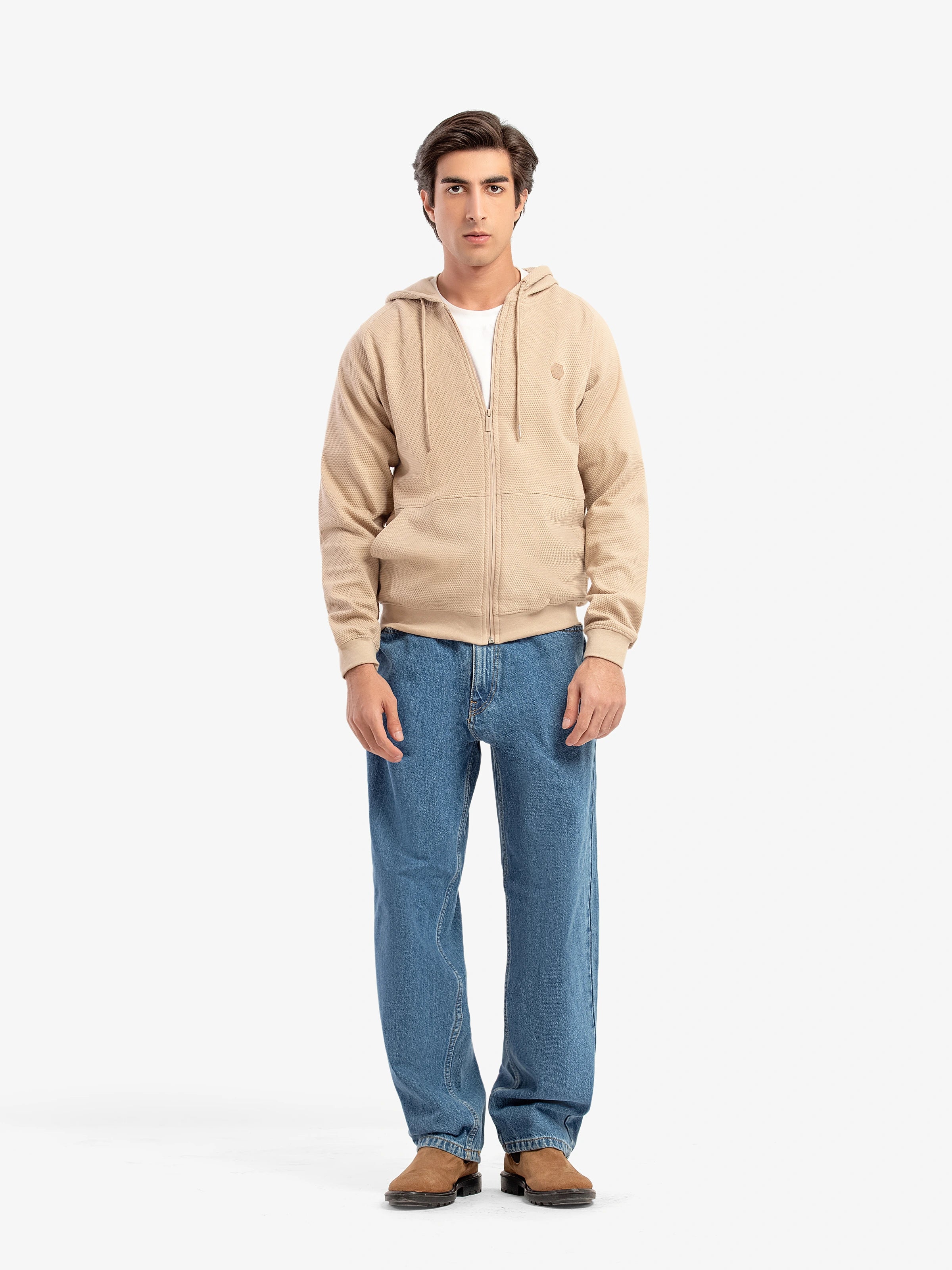Men's Beige Hoodie - EMTH5-009 - Image 2
