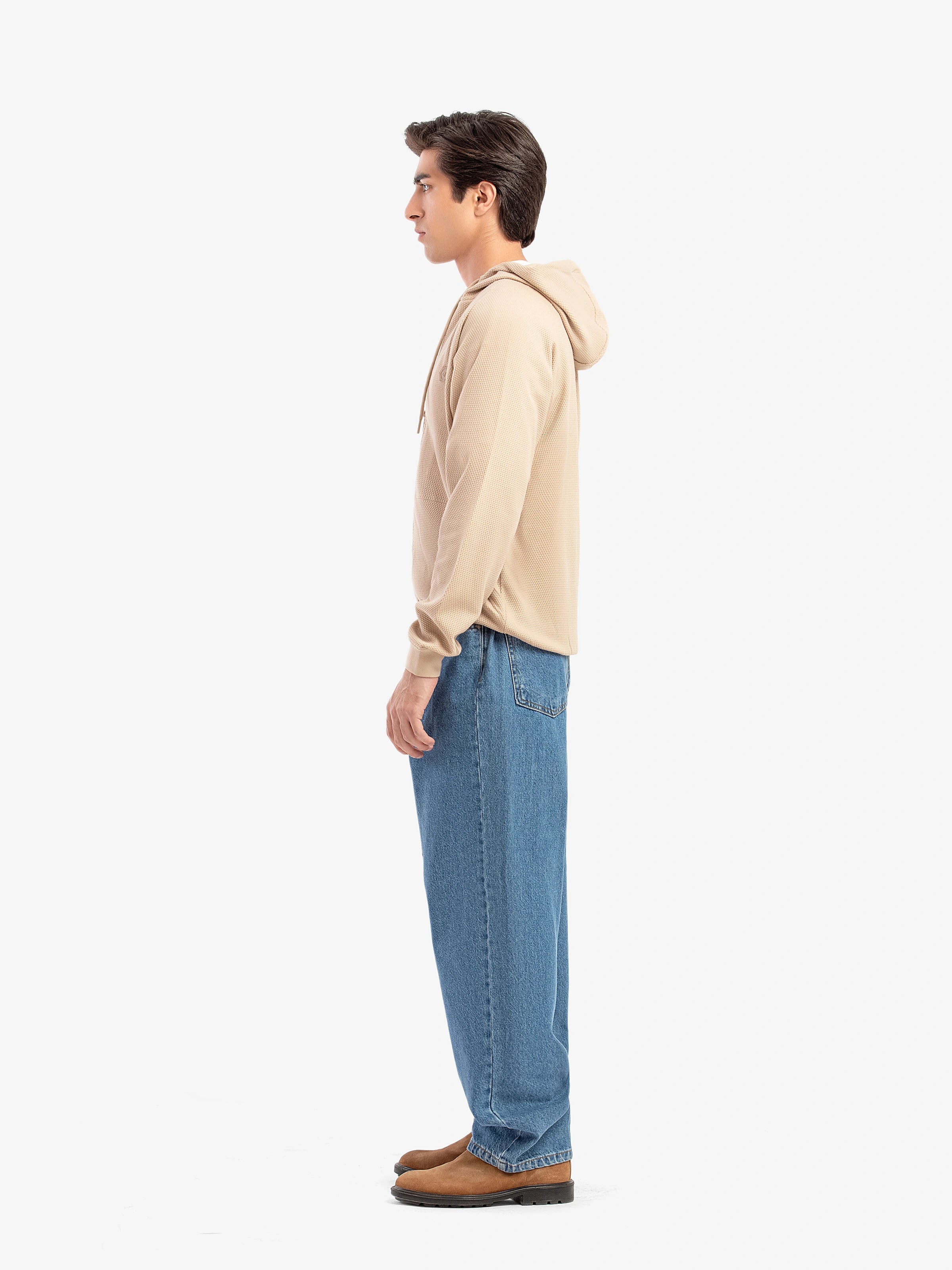 Men's Beige Hoodie - EMTH5-009 - Image 4