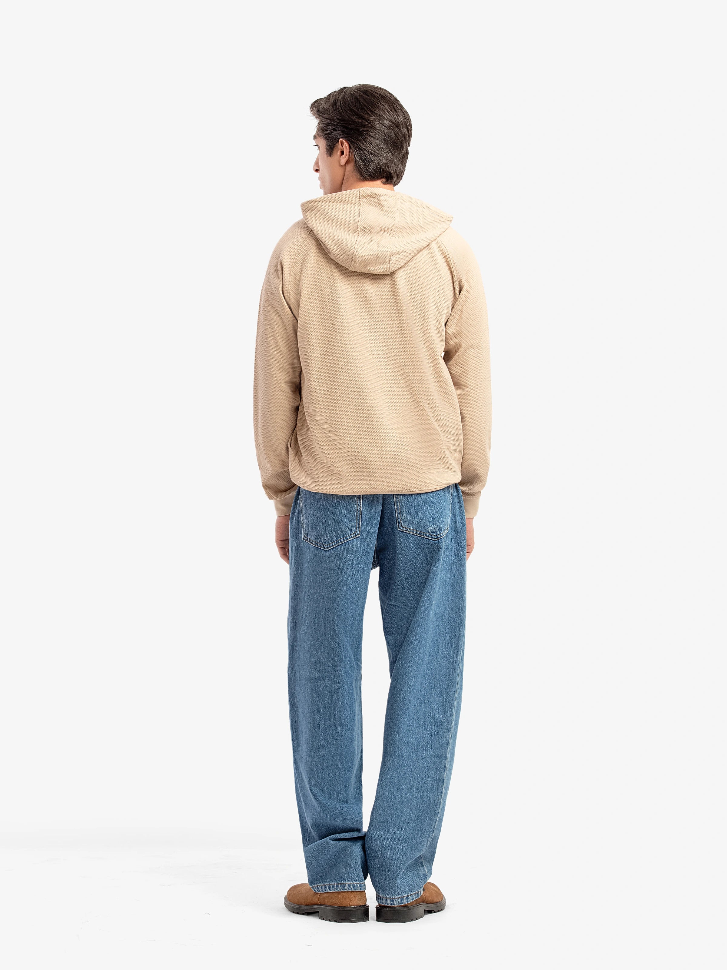 Men's Beige Hoodie - EMTH5-009 - Image 5