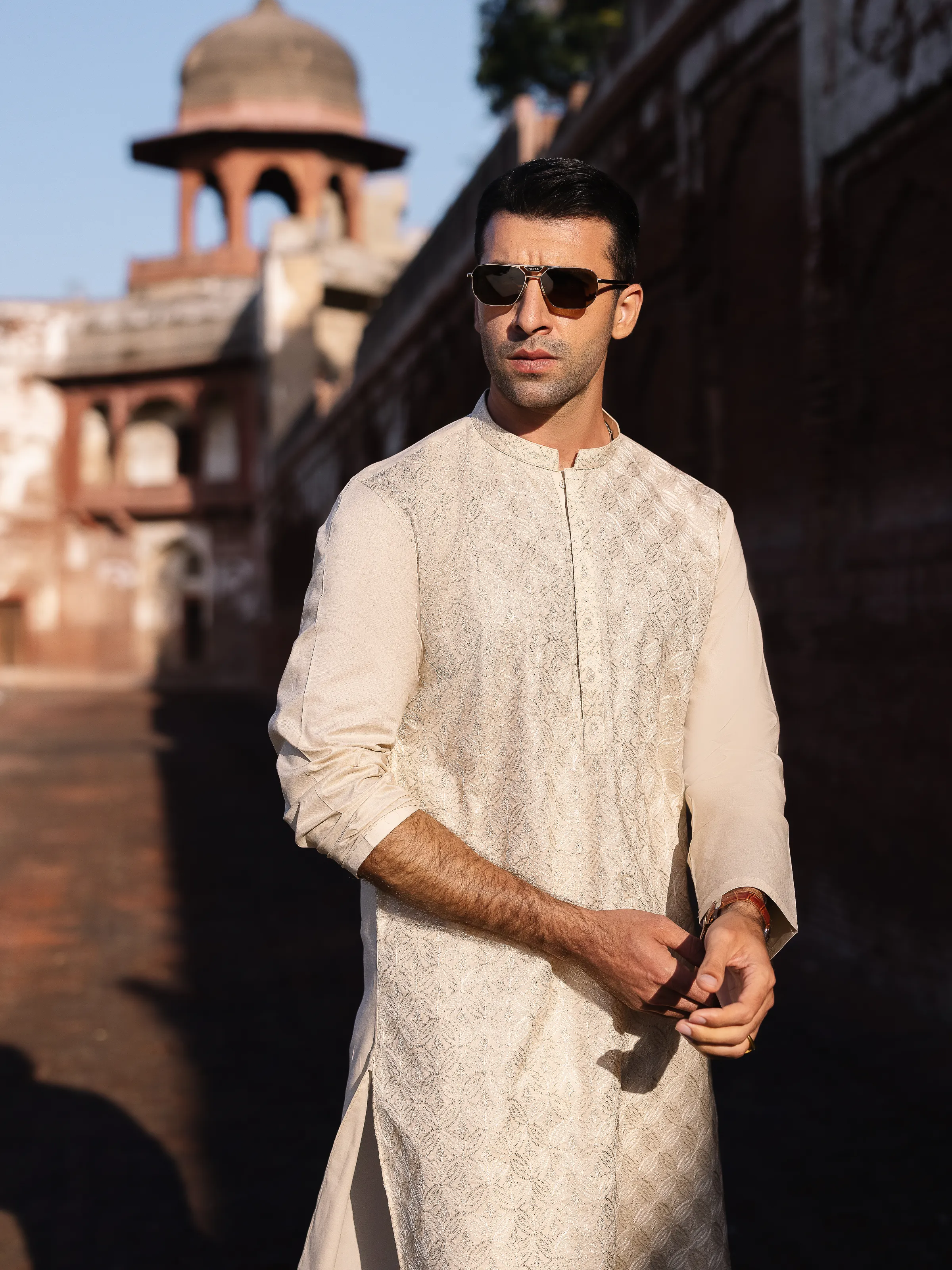 Men's Beige Kurta - EMTK25-99492 - Image 2