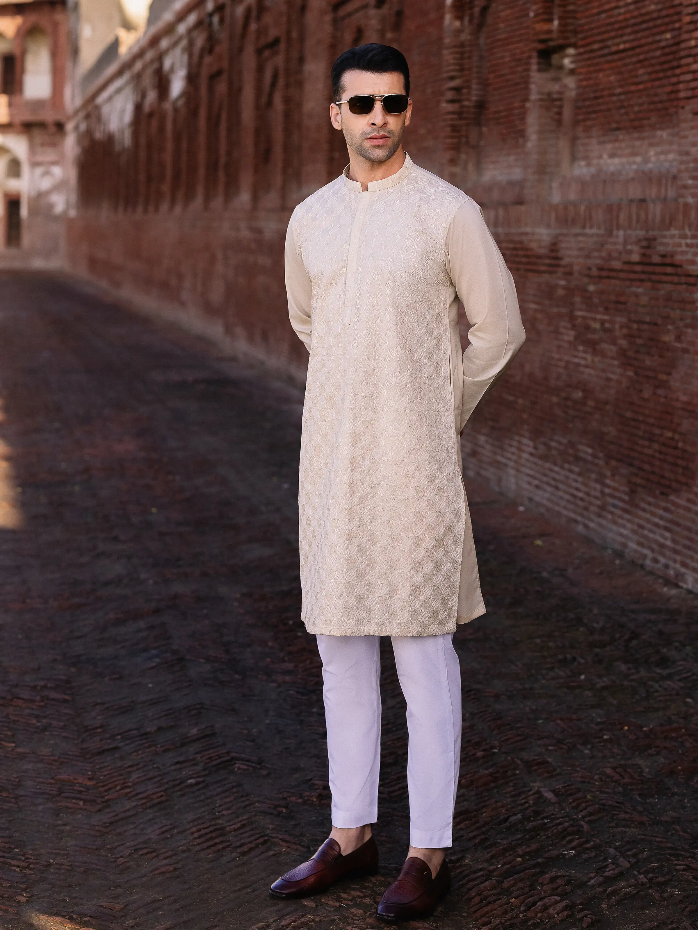 Men's Beige Kurta - EMTK25-99492 - Image 3