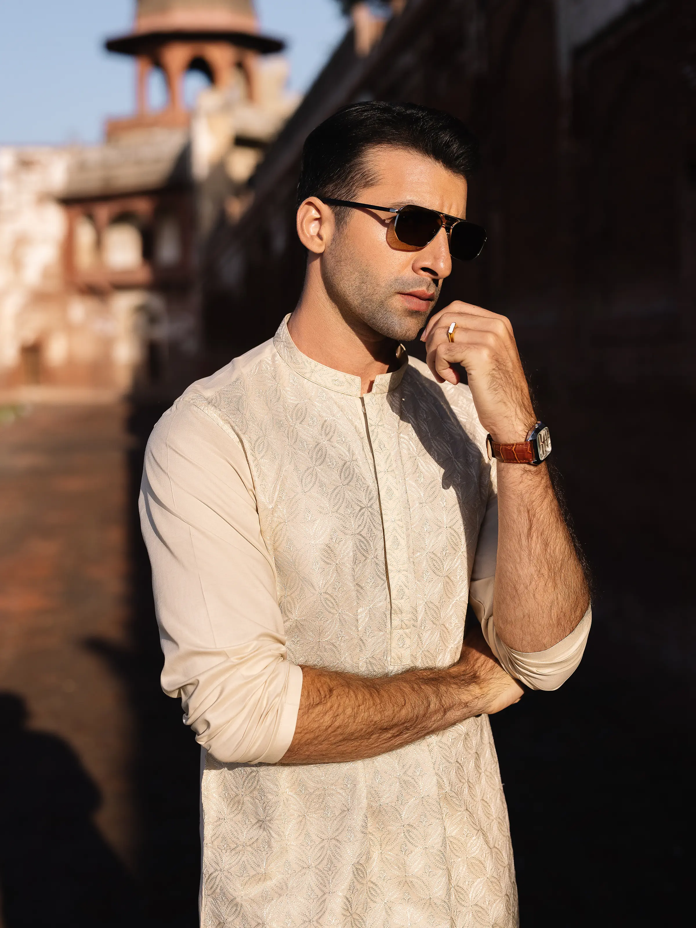 Men's Beige Kurta - EMTK25-99492 - Image 4