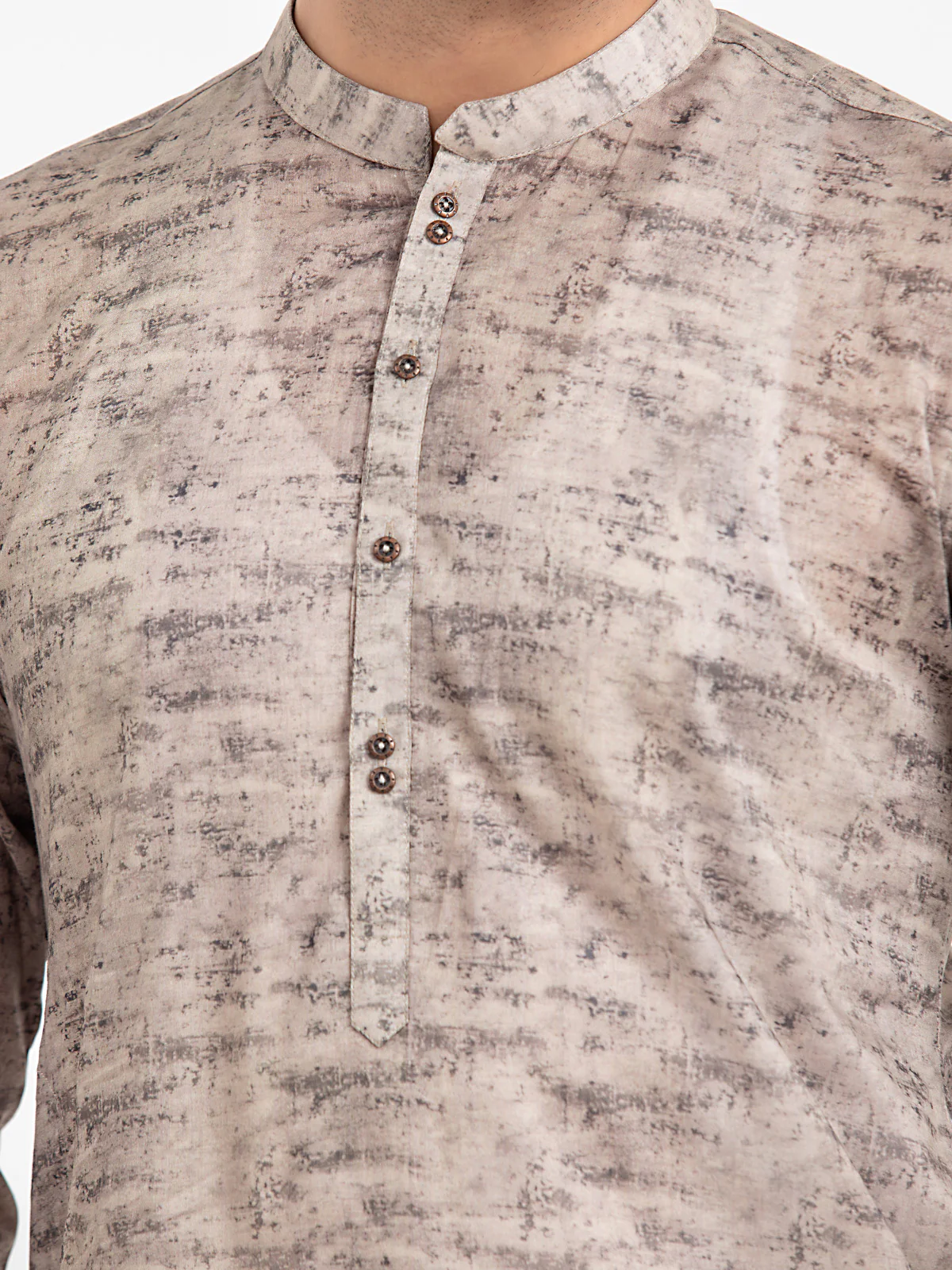 Men's Beige Kurta - EMTKC24S-131 - Image 3