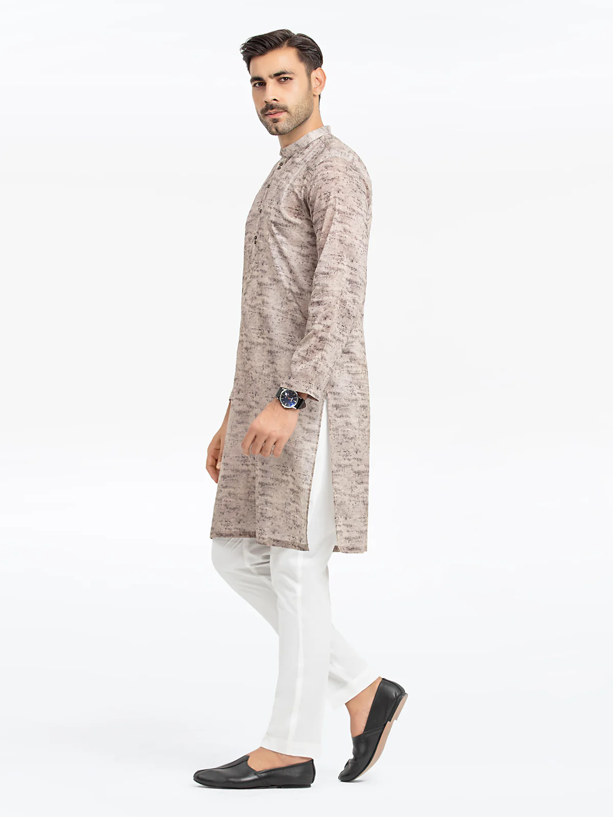 Men's Beige Kurta - EMTKC24S-131 - Image 4