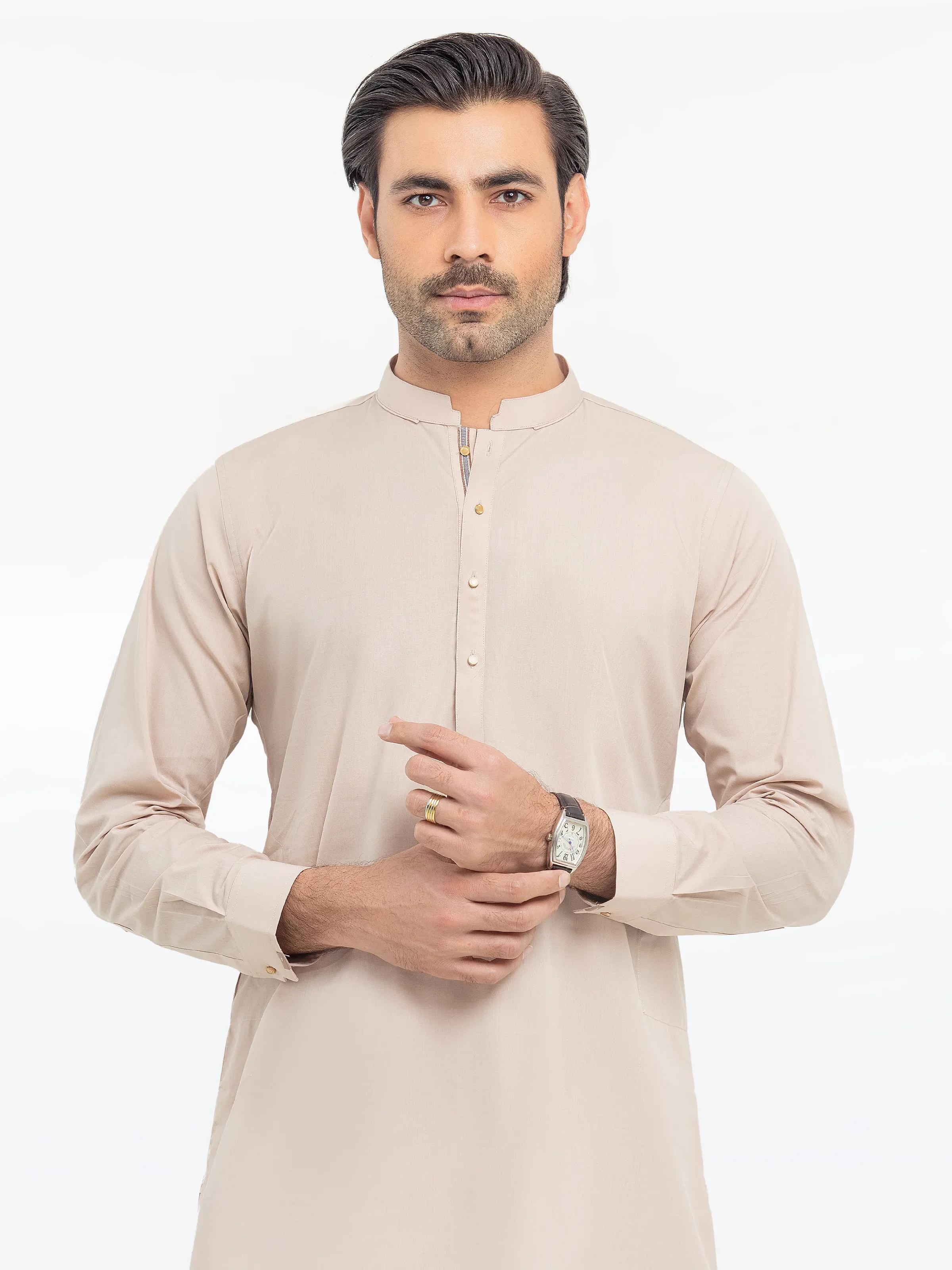 Men's Beige Kurta Pajama - EMTKPT5-054 - Image 2