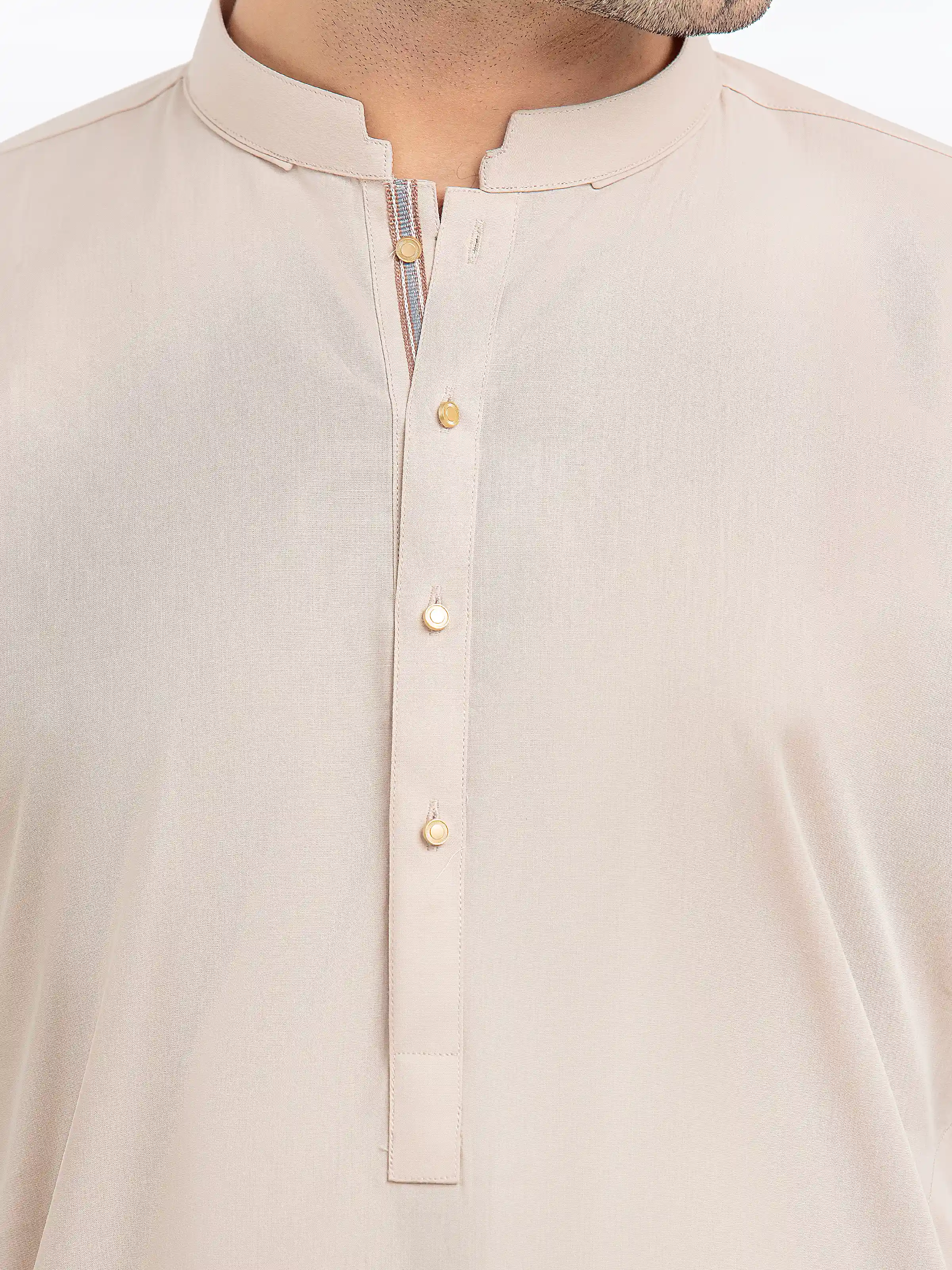Men's Beige Kurta Pajama - EMTKPT5-054 - Image 3