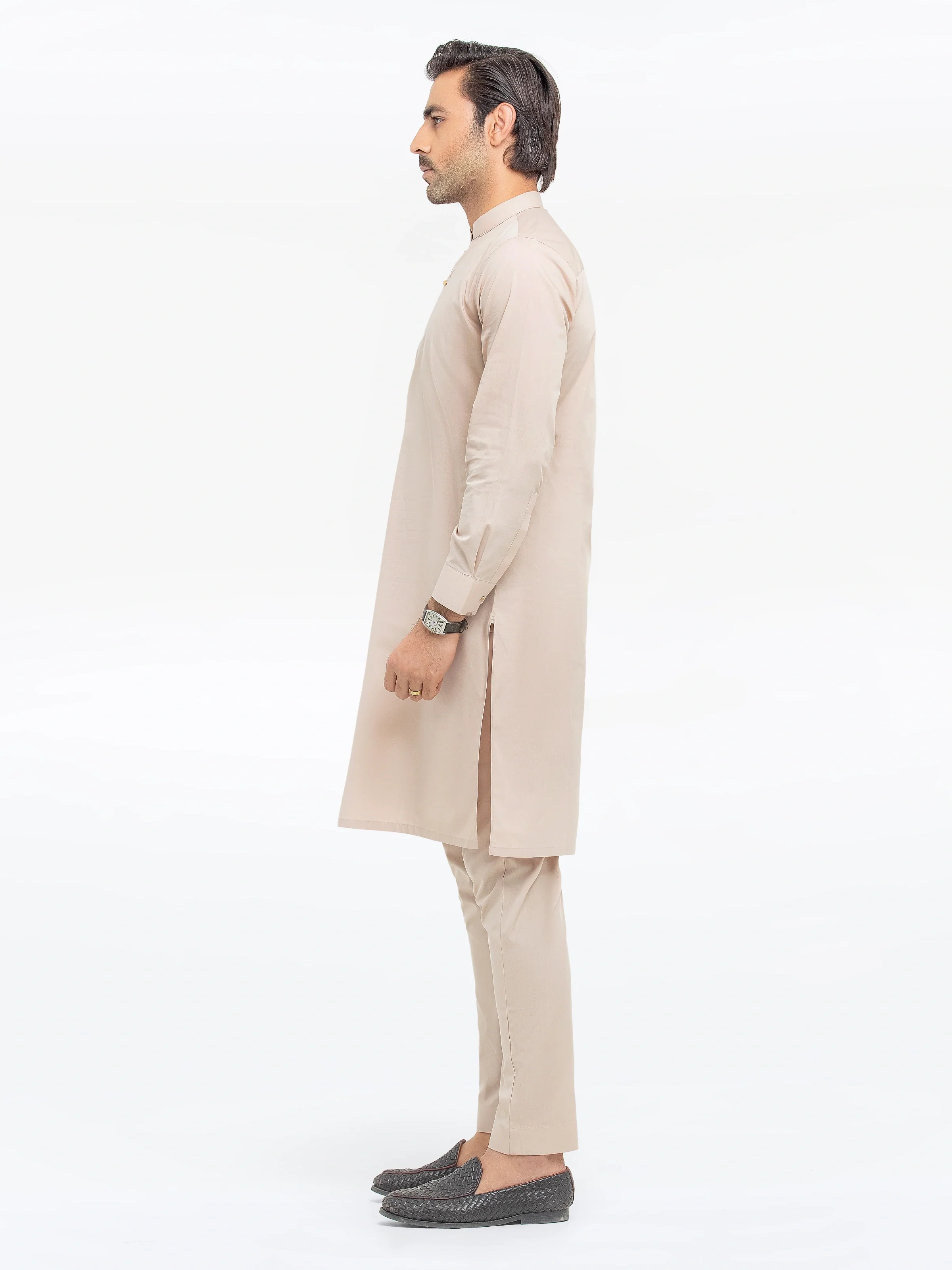 Men's Beige Kurta Pajama - EMTKPT5-054 - Image 4