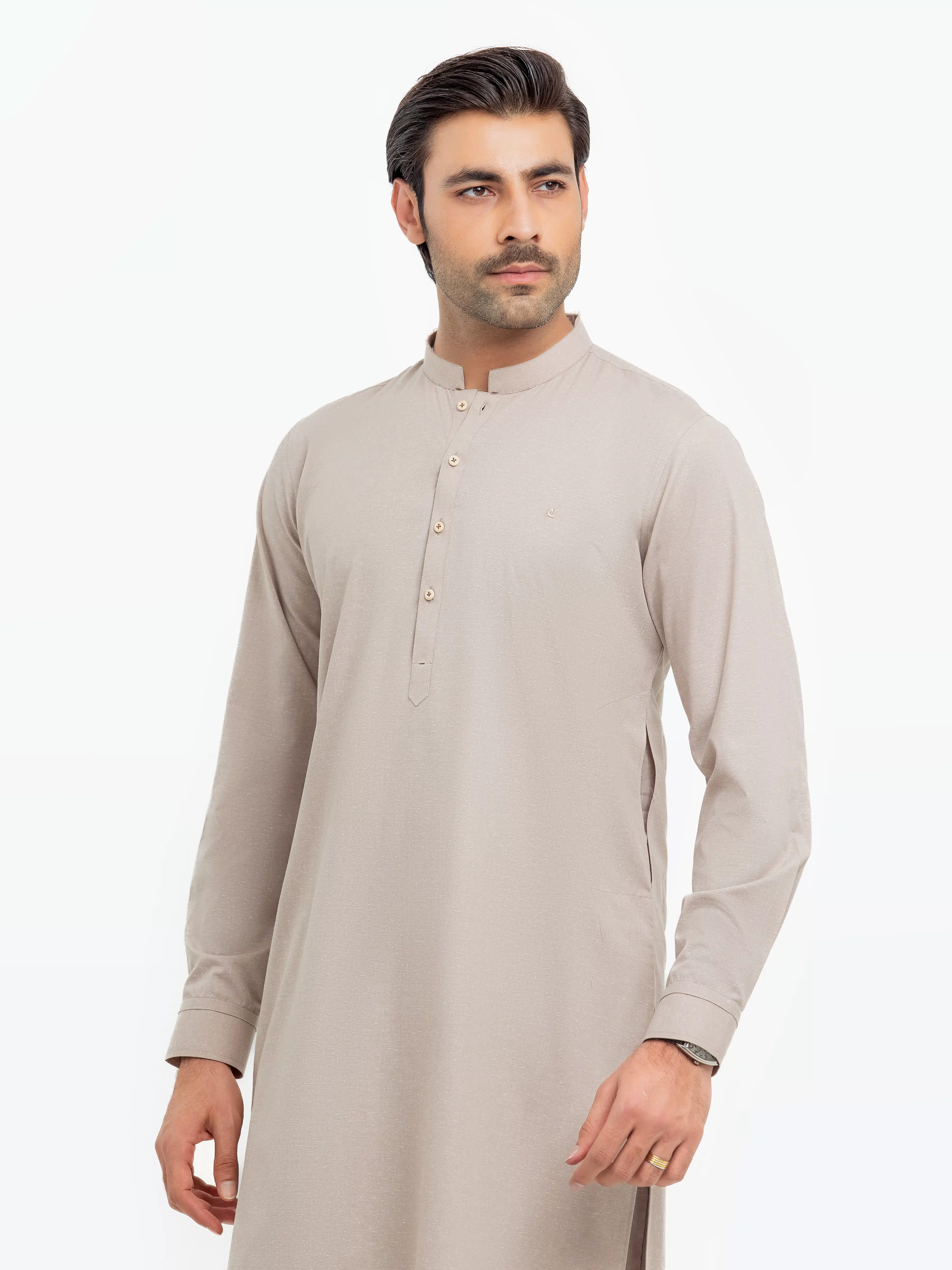 Men's Beige Kurta Pajama - EMTKPT5-069 - Image 2
