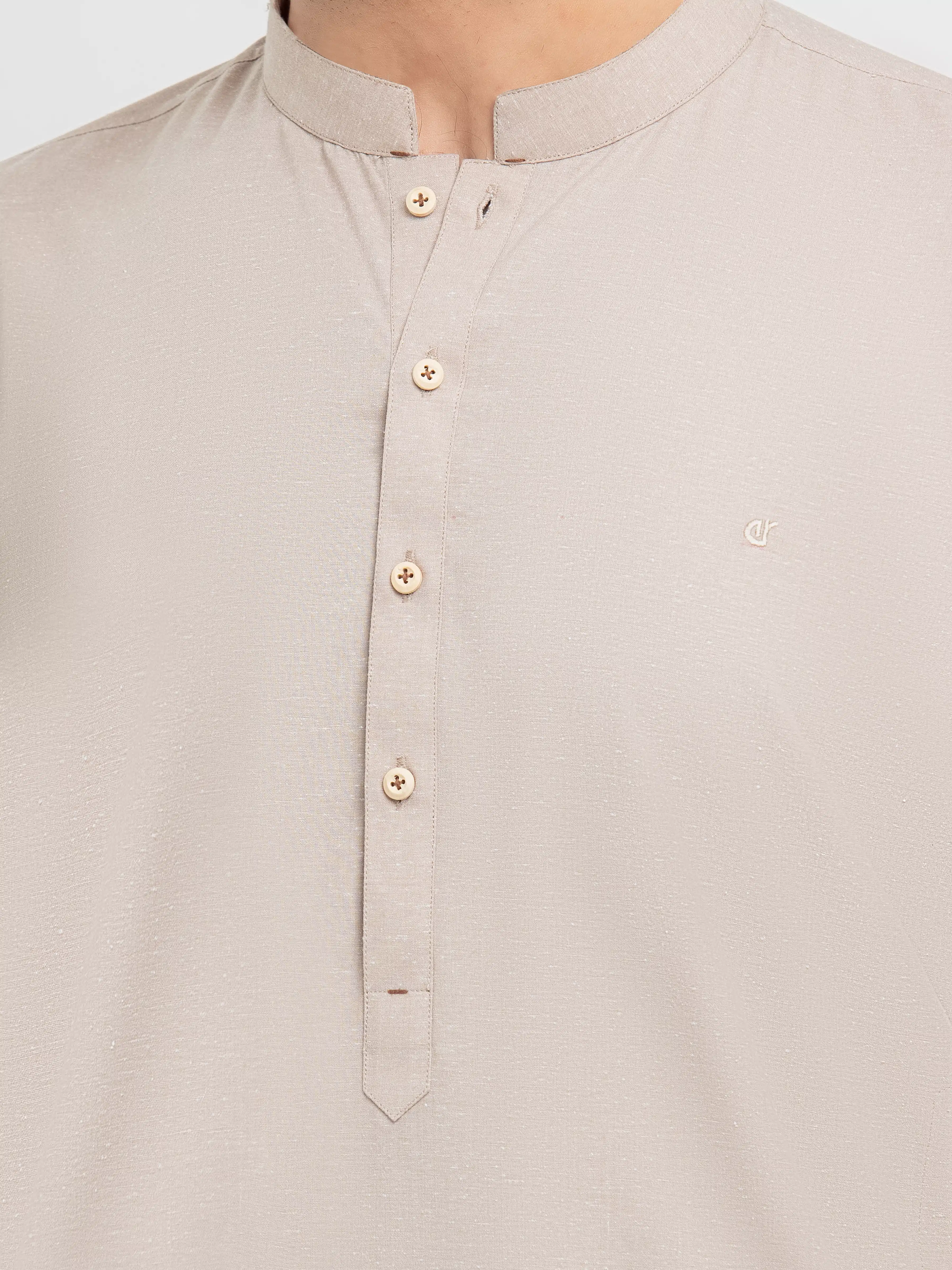 Men's Beige Kurta Pajama - EMTKPT5-069 - Image 3