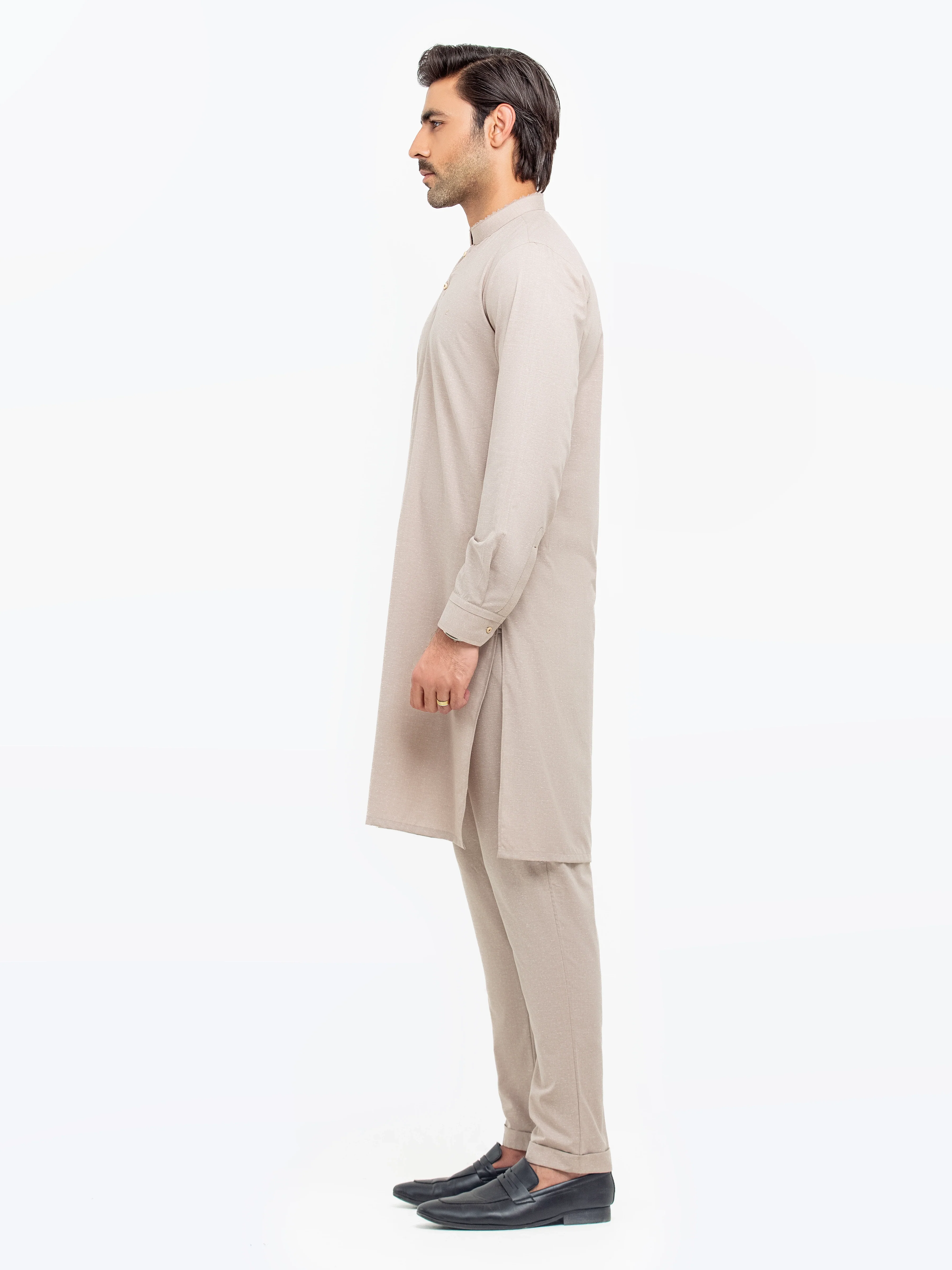 Men's Beige Kurta Pajama - EMTKPT5-069 - Image 4