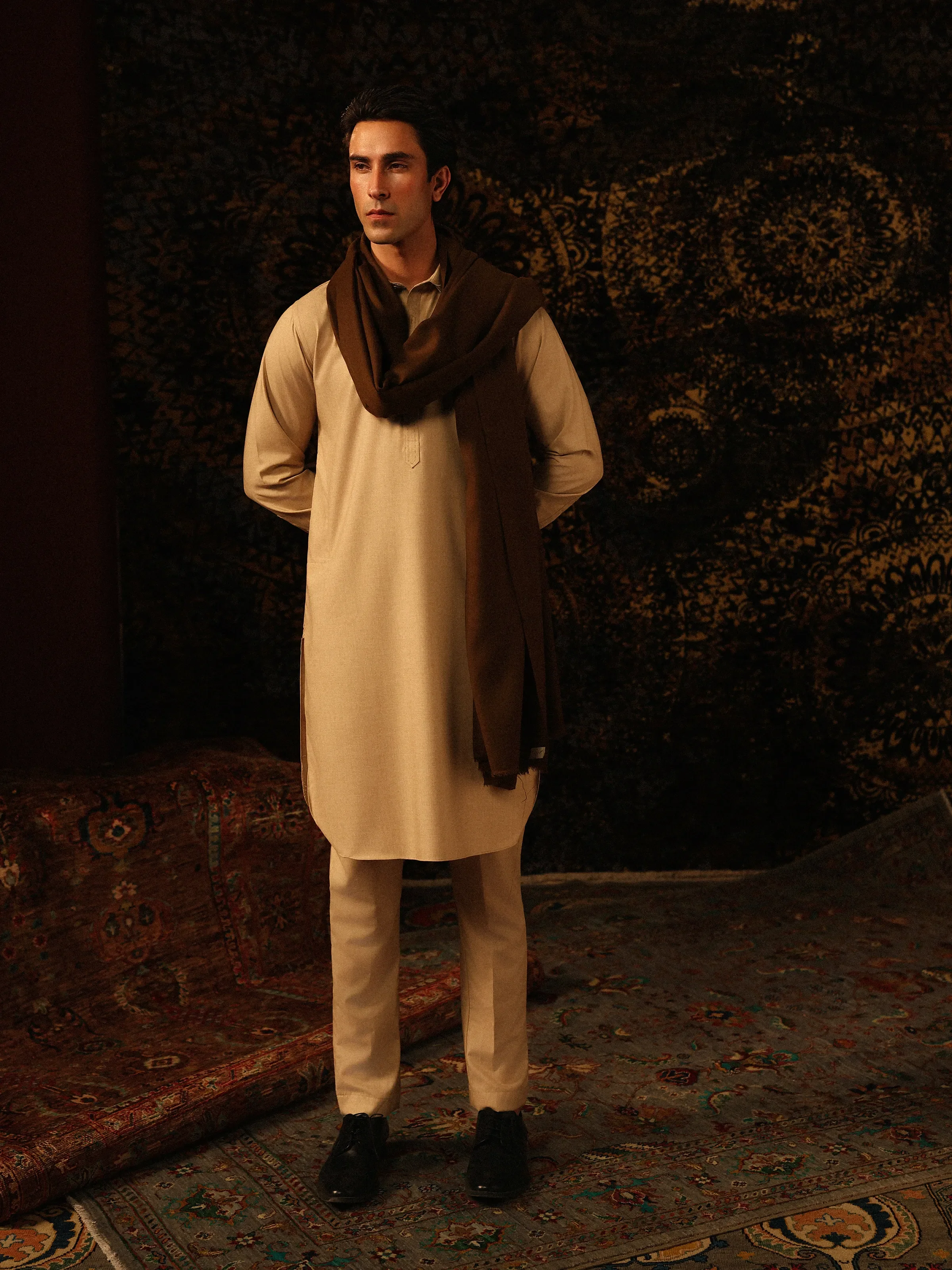 Men's Beige Kurta Pajama - EMTKPT5-082 - Image 3