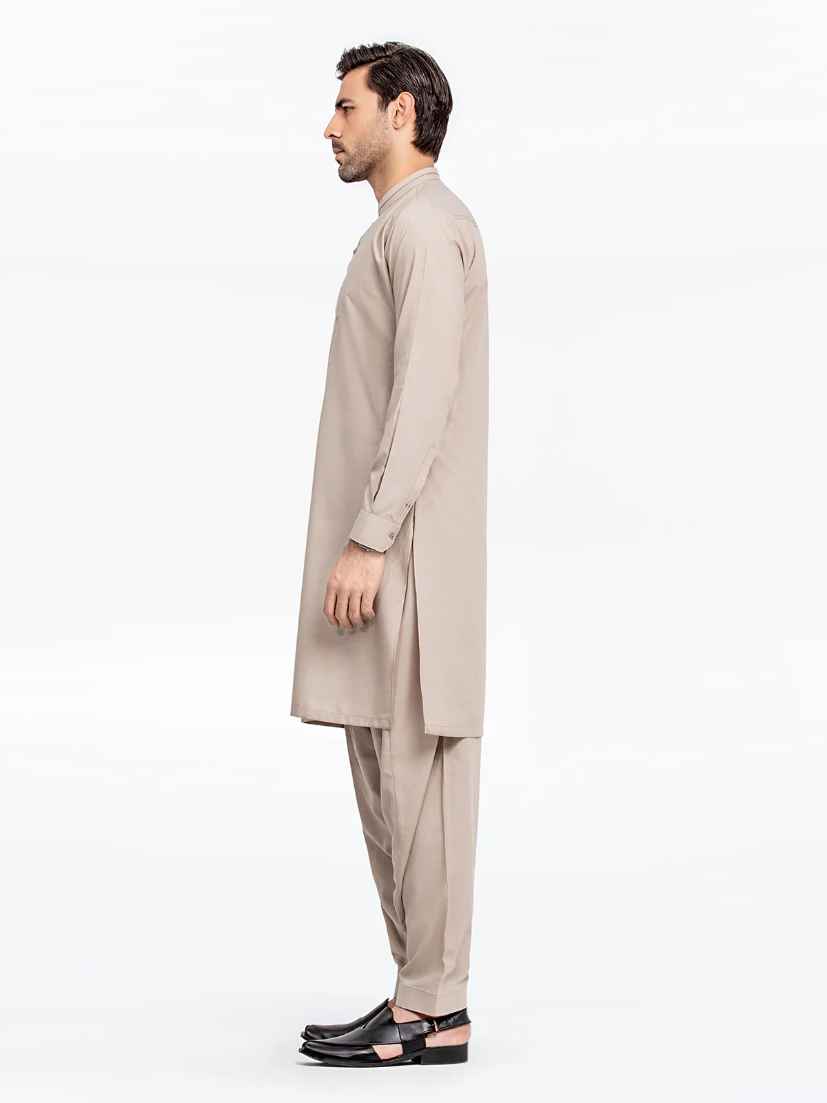 Men's Beige Shalwar Kameez - EMTKS24S-41088 - Image 3