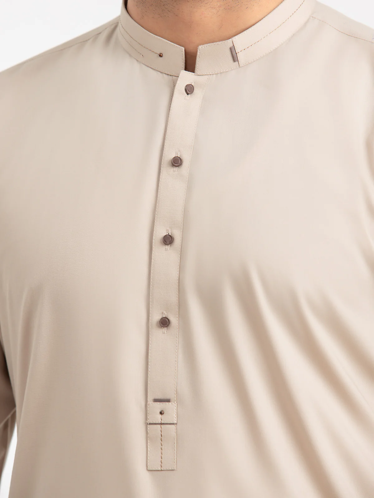 Men's Beige Shalwar Kameez - EMTKS24S-41129 - Image 3