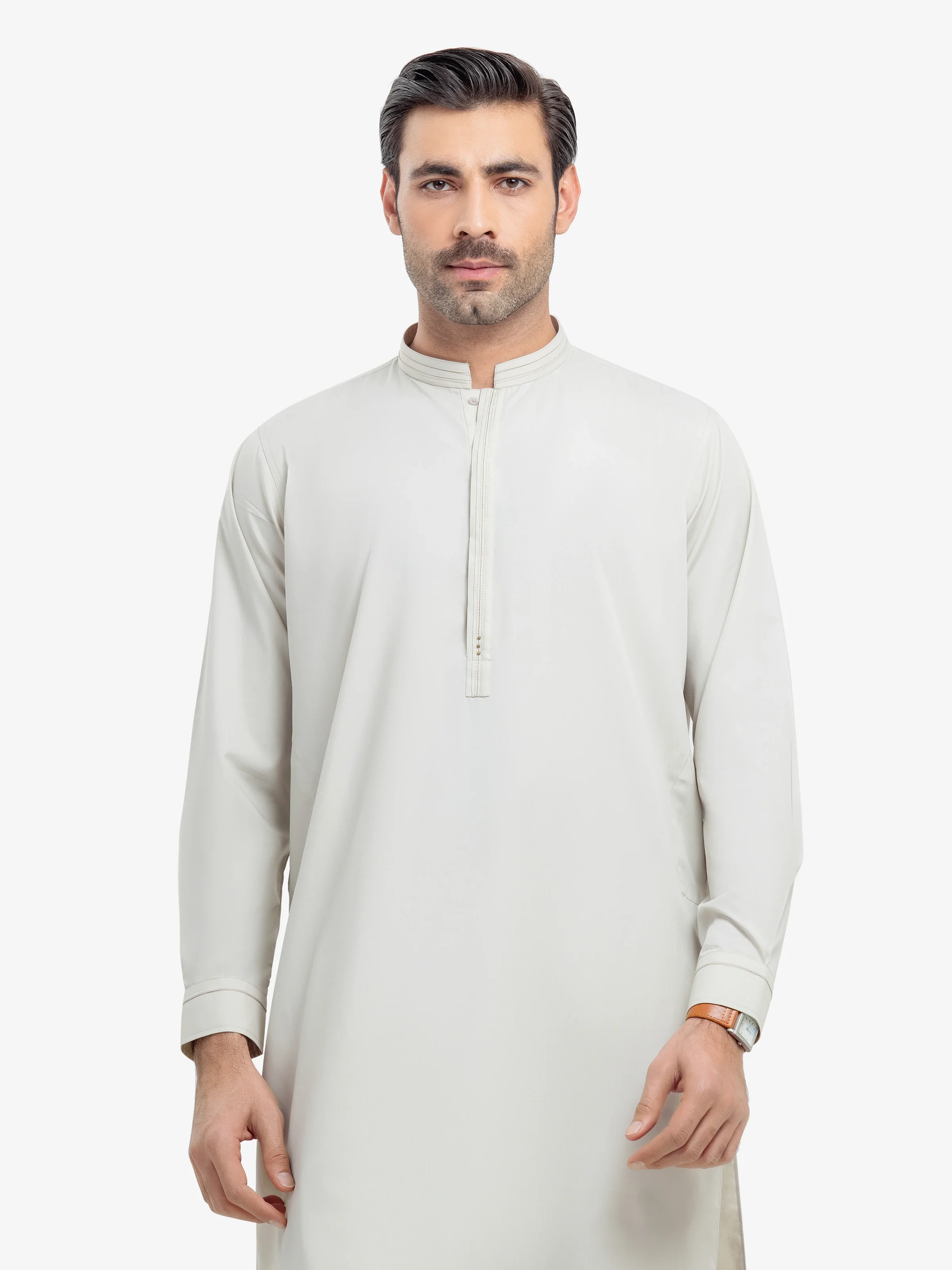 Men's Beige Shalwar Kameez - EMTKS25-41148 - Image 2