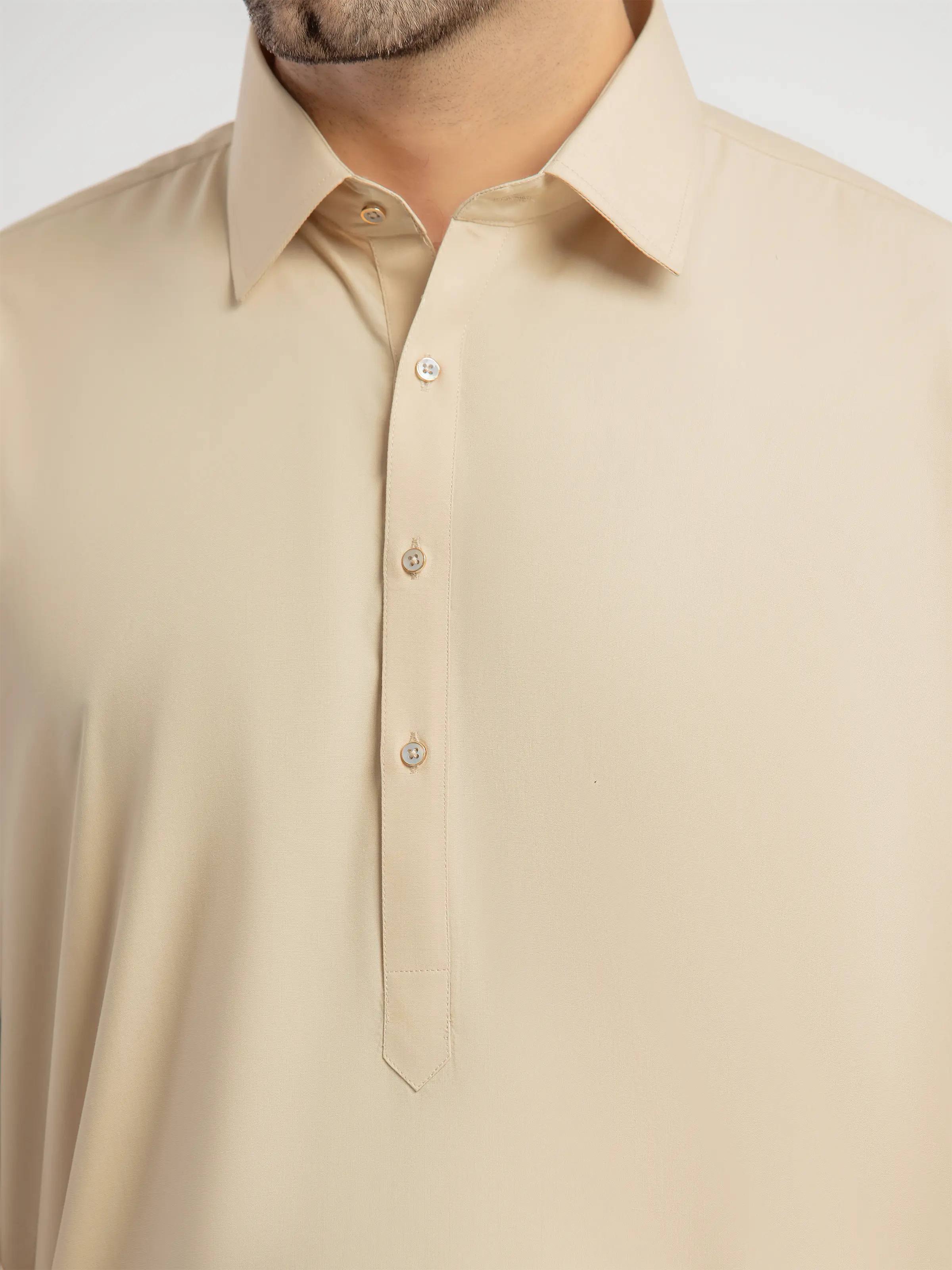 Men's Beige Shalwar Kameez - EMTKS5-41193 - Image 3