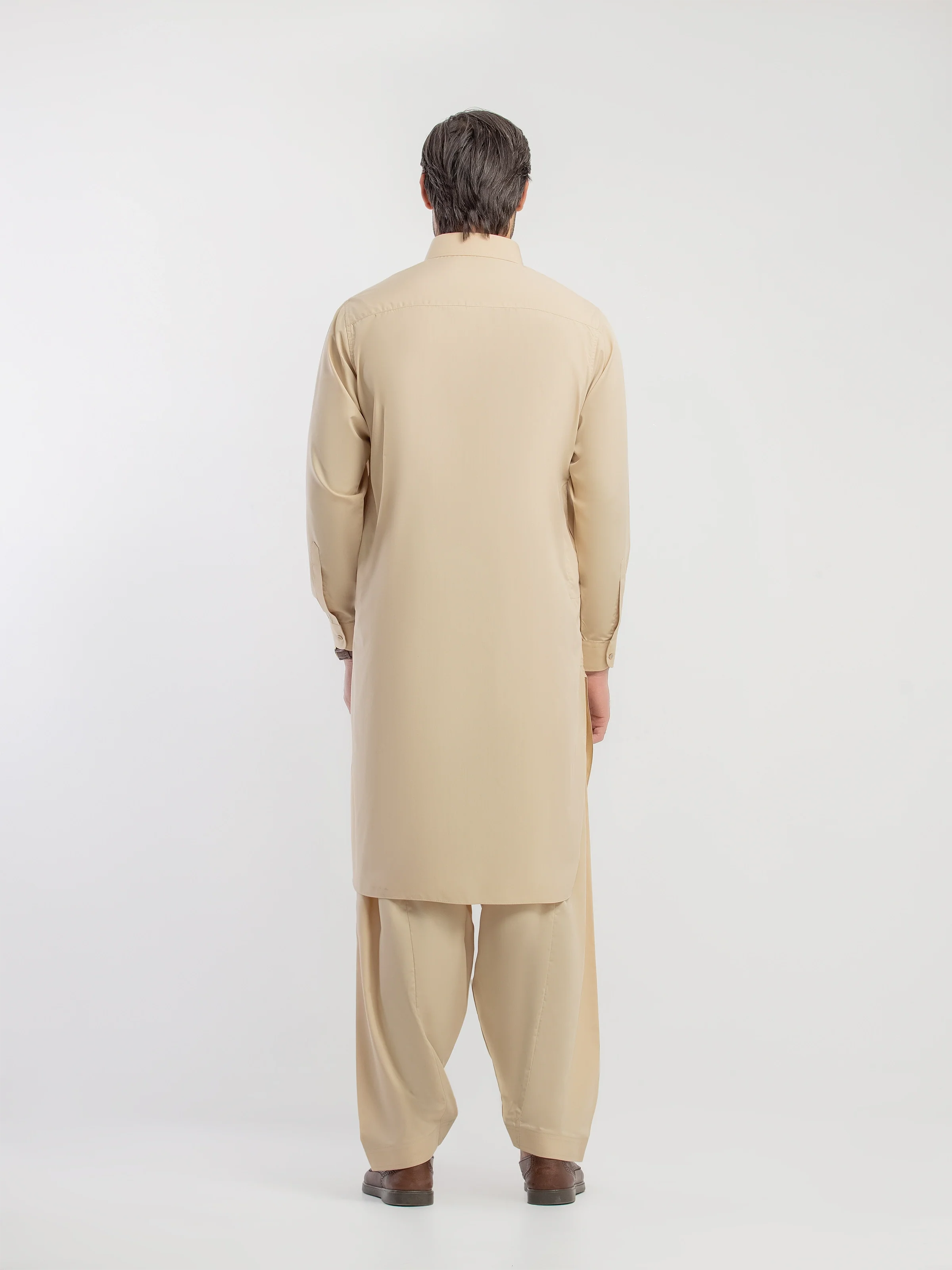 Men's Beige Shalwar Kameez - EMTKS5-41193 - Image 5