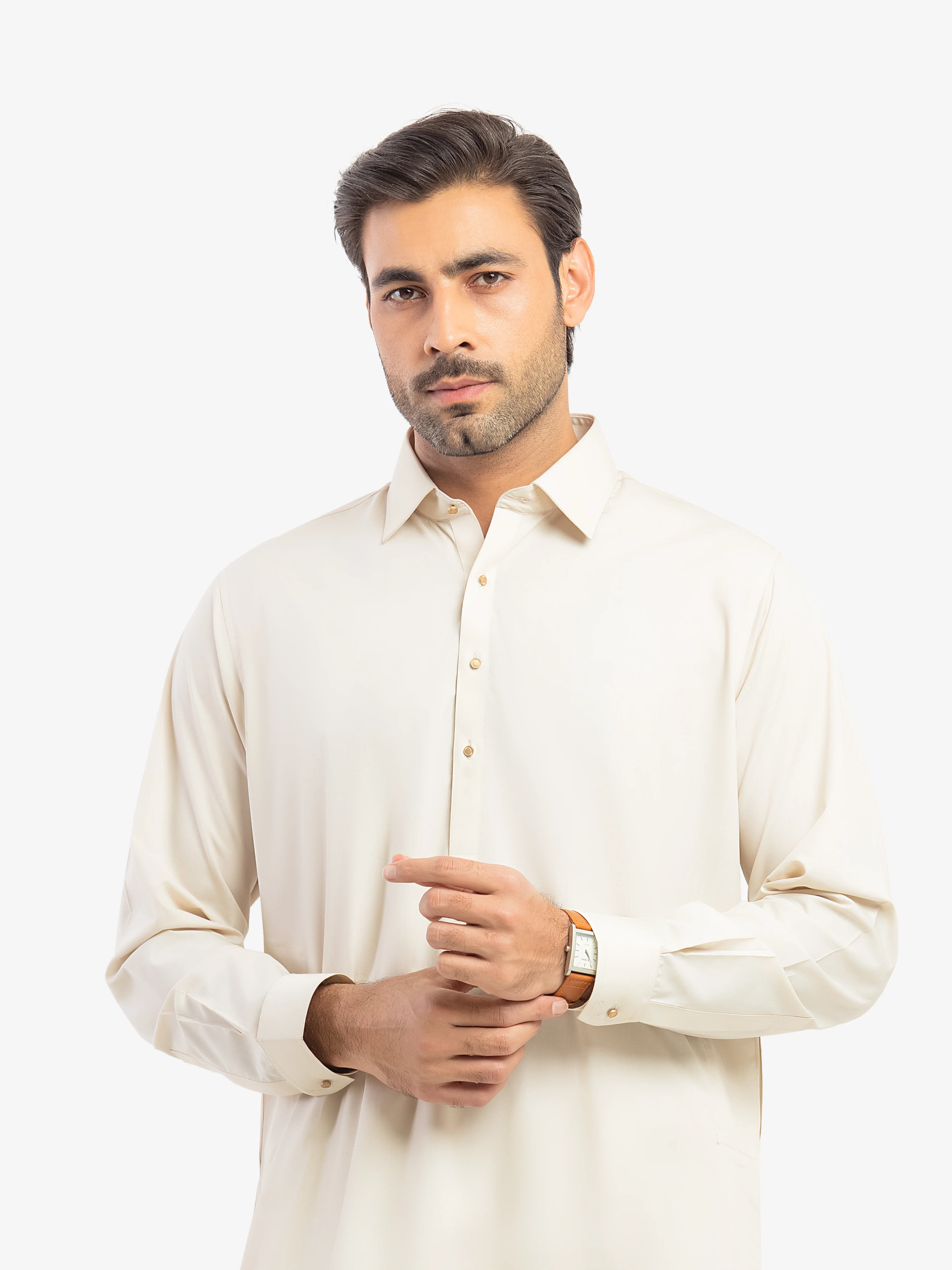 Men's Beige Shalwar Kameez - EMTKS5-41194 - Image 3