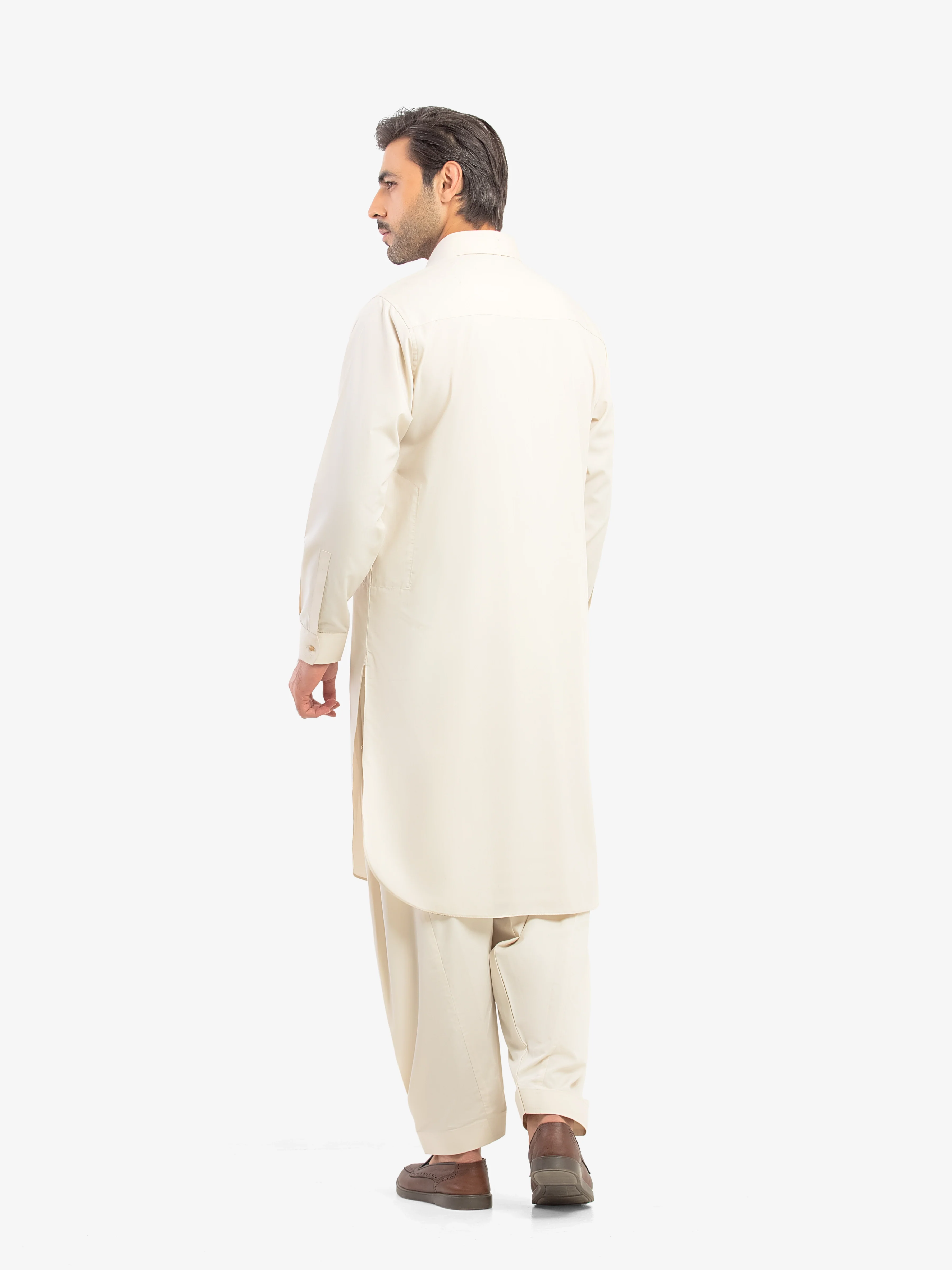 Men's Beige Shalwar Kameez - EMTKS5-41194 - Image 5