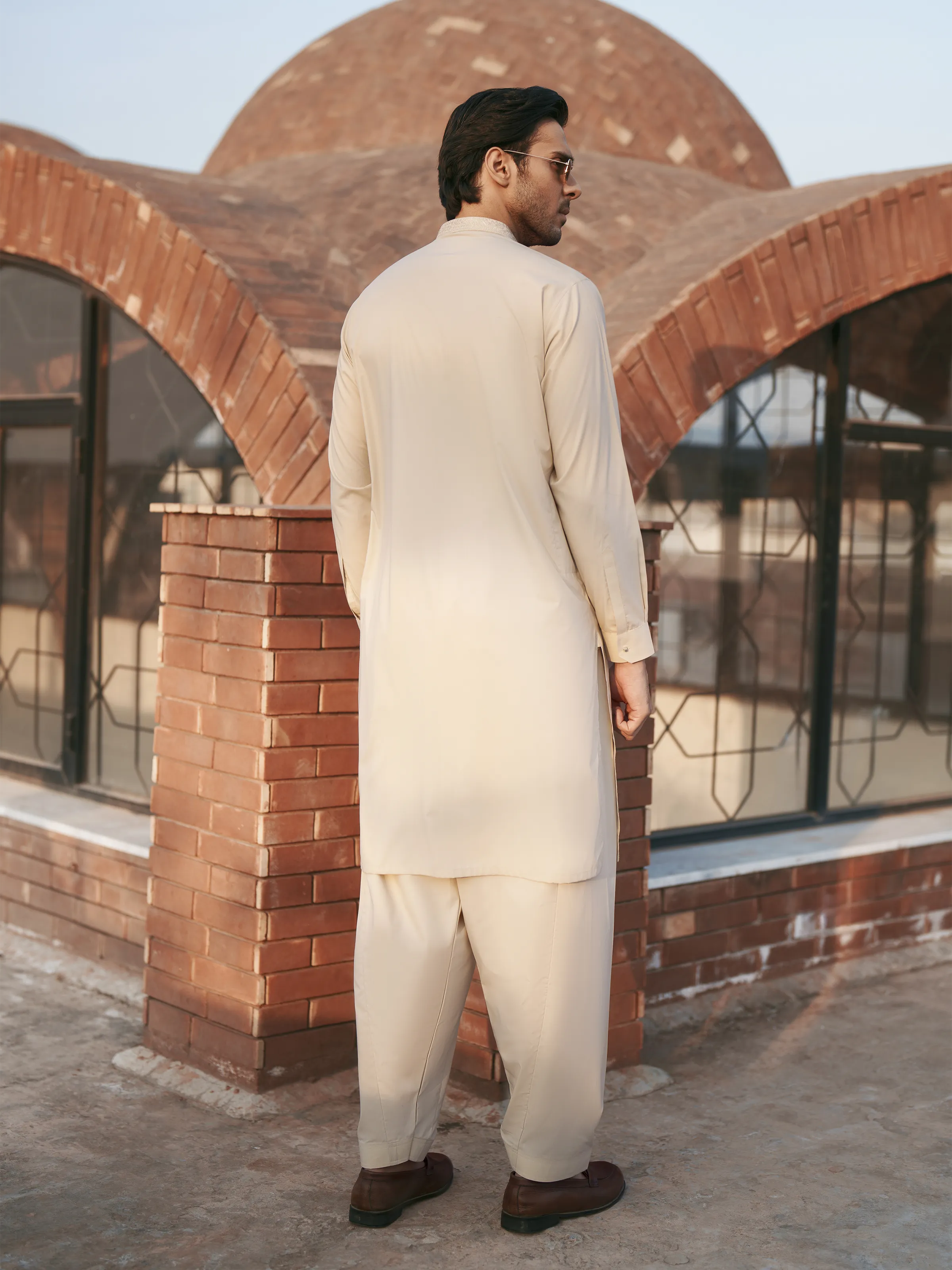 Men's Beige Shalwar Kameez - EMTKS5-41221 - Image 6
