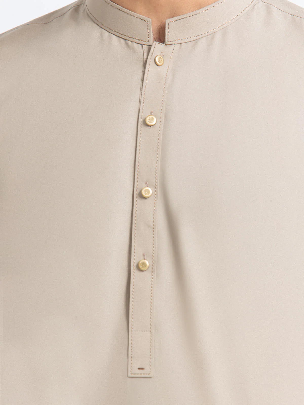 Men's Beige Shalwar Kameez - EMTKST24-99446 - Image 3