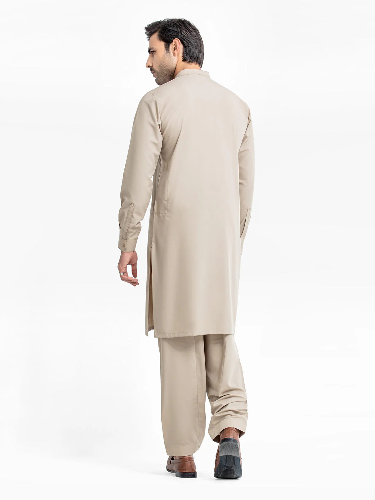 Men's Beige Shalwar Kameez - EMTKST24-99446 - Image 5
