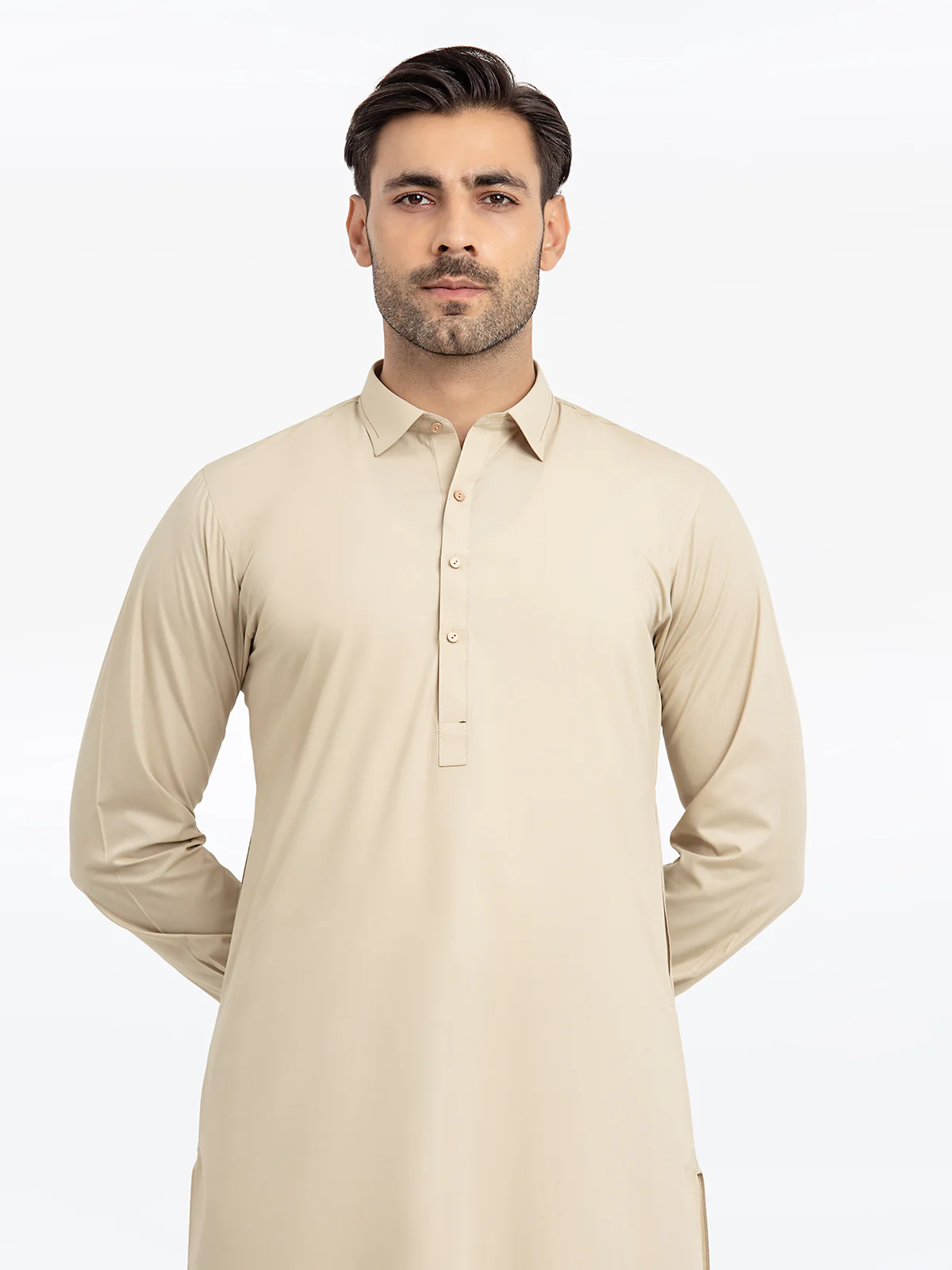 Men's Beige Shalwar Kameez - EMTKST24S-99470 - Image 3