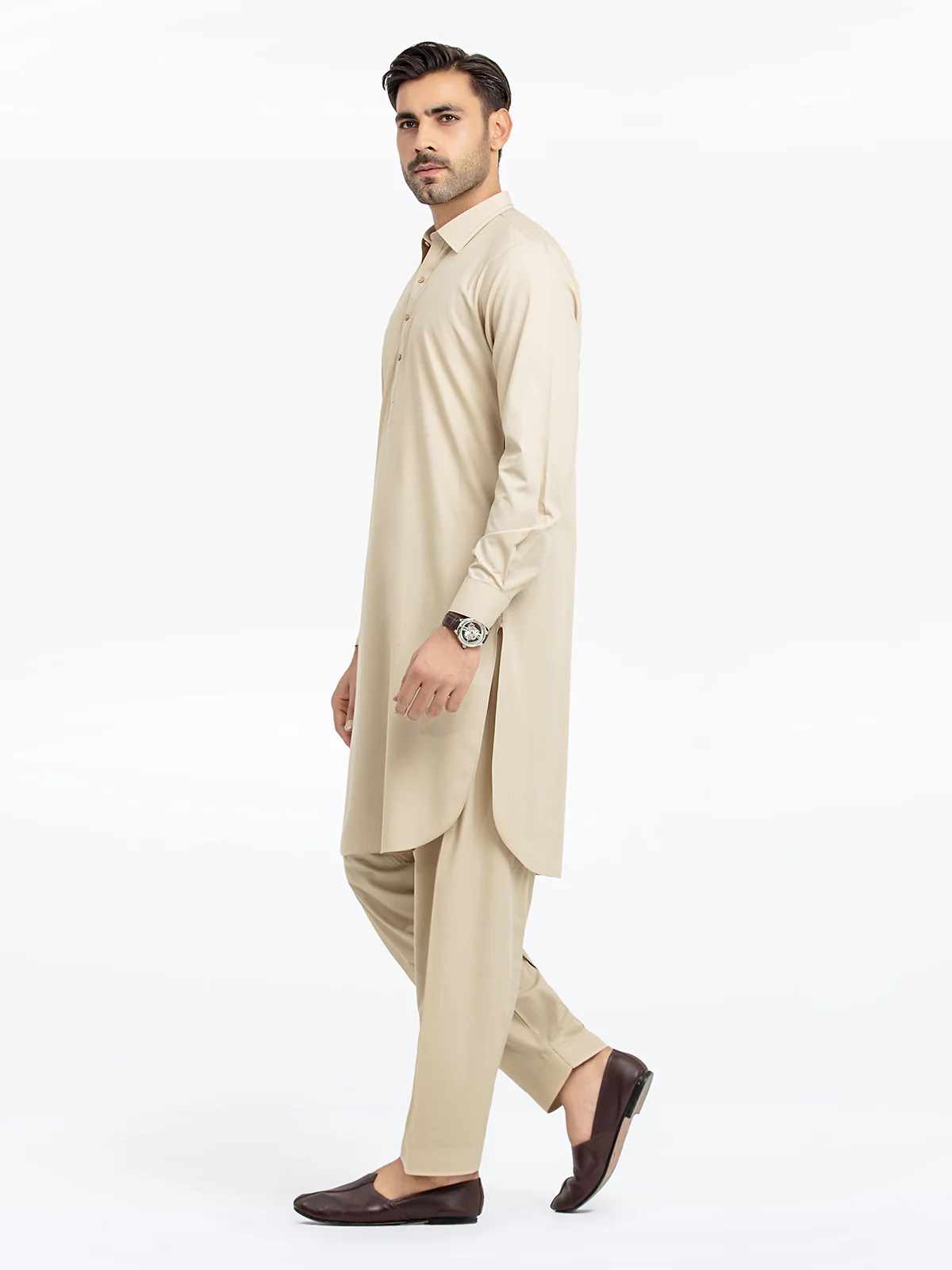 Men's Beige Shalwar Kameez - EMTKST24S-99470 - Image 4
